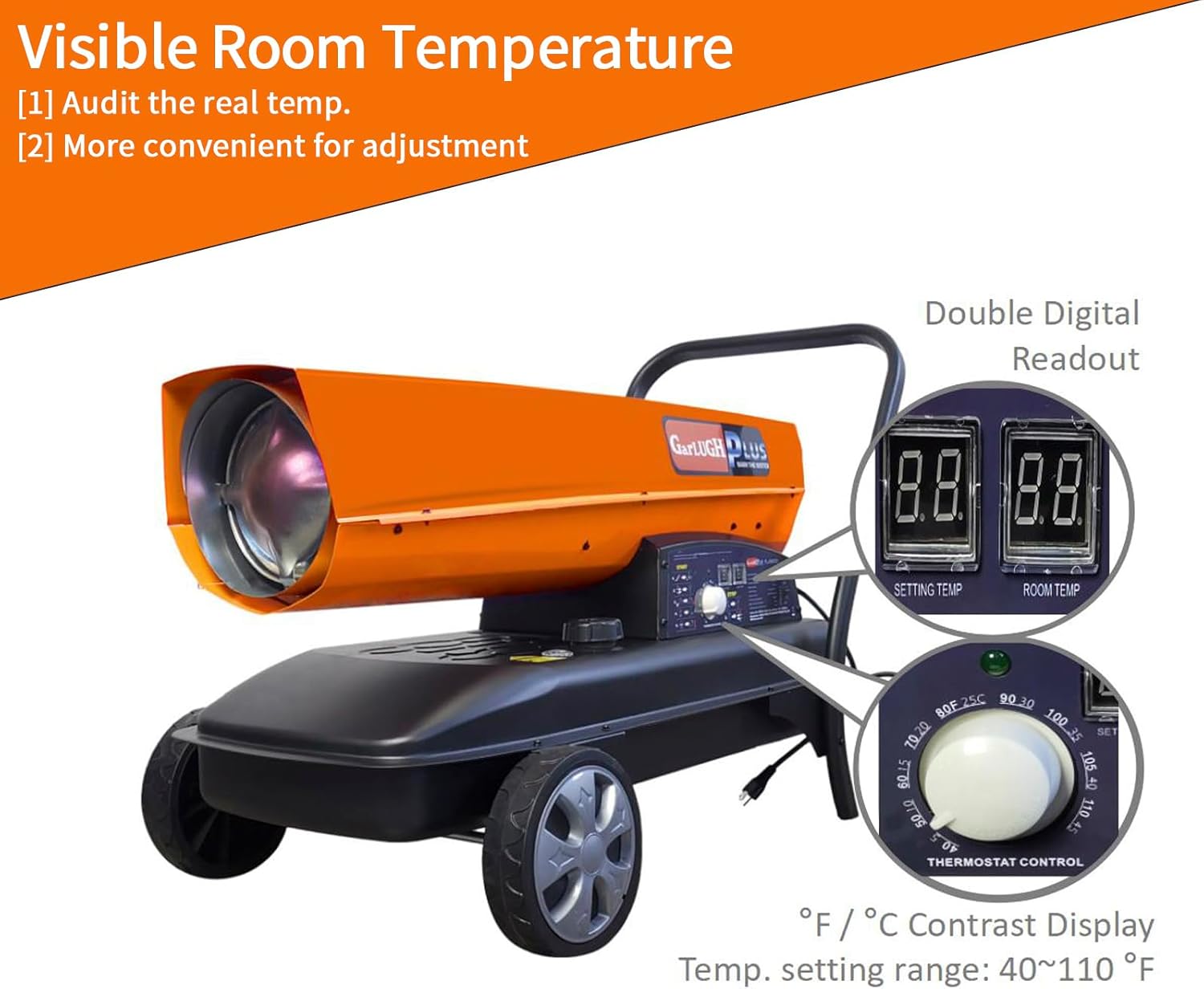 Portable Torpedo Kerosene Heater with Thermostat and Overheat Protection