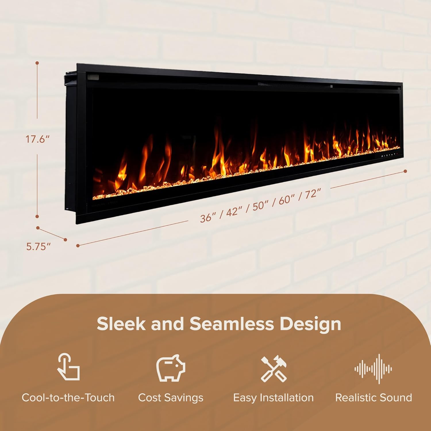 Modern Ember Aerus 72 Inch Smart Linear Electric Fireplace 1