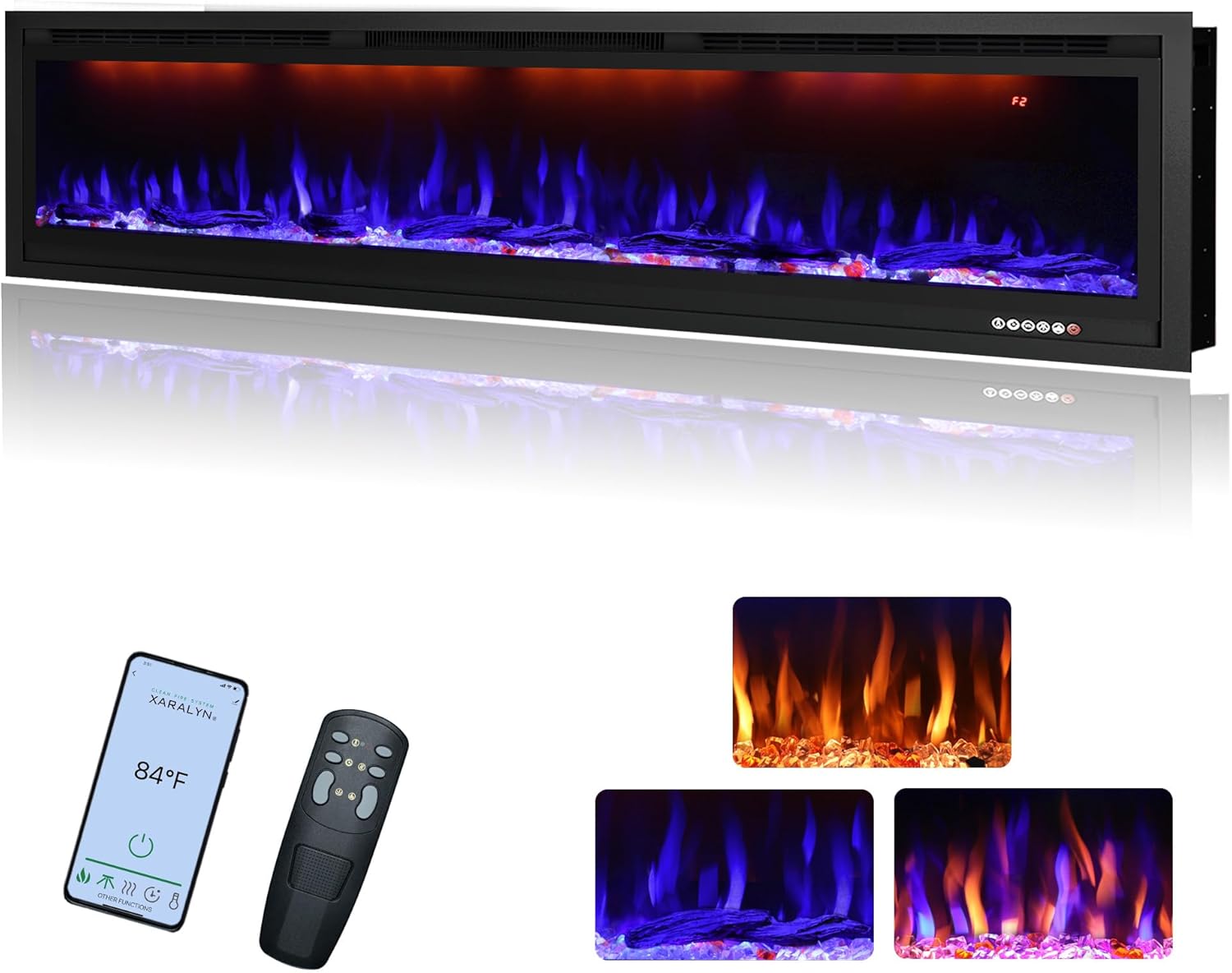 RODALFLAME 60 Electric Fireplace Insert with WiFi App Control