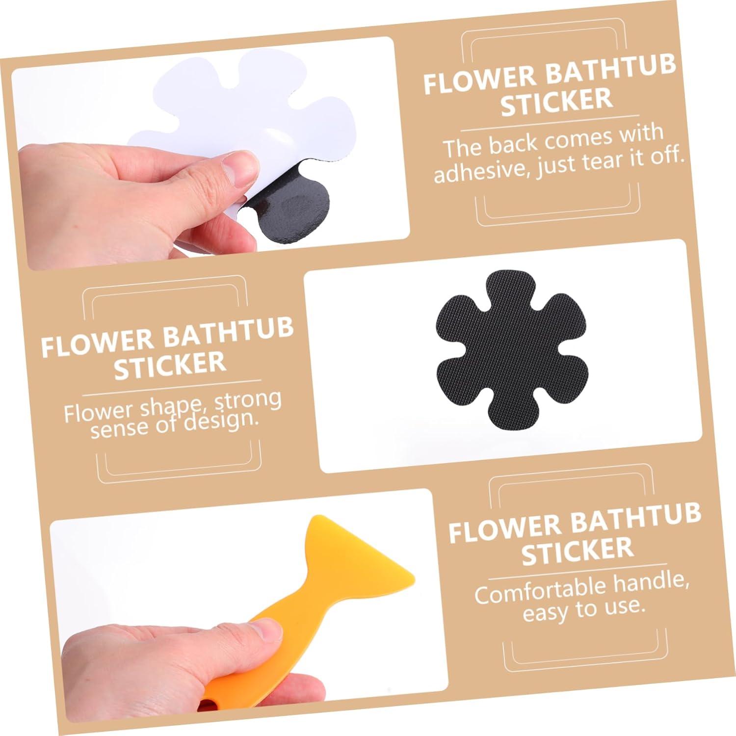 Non-Slip Flower Bathtub Stickers 20pcs Peva Bath Safety Decals