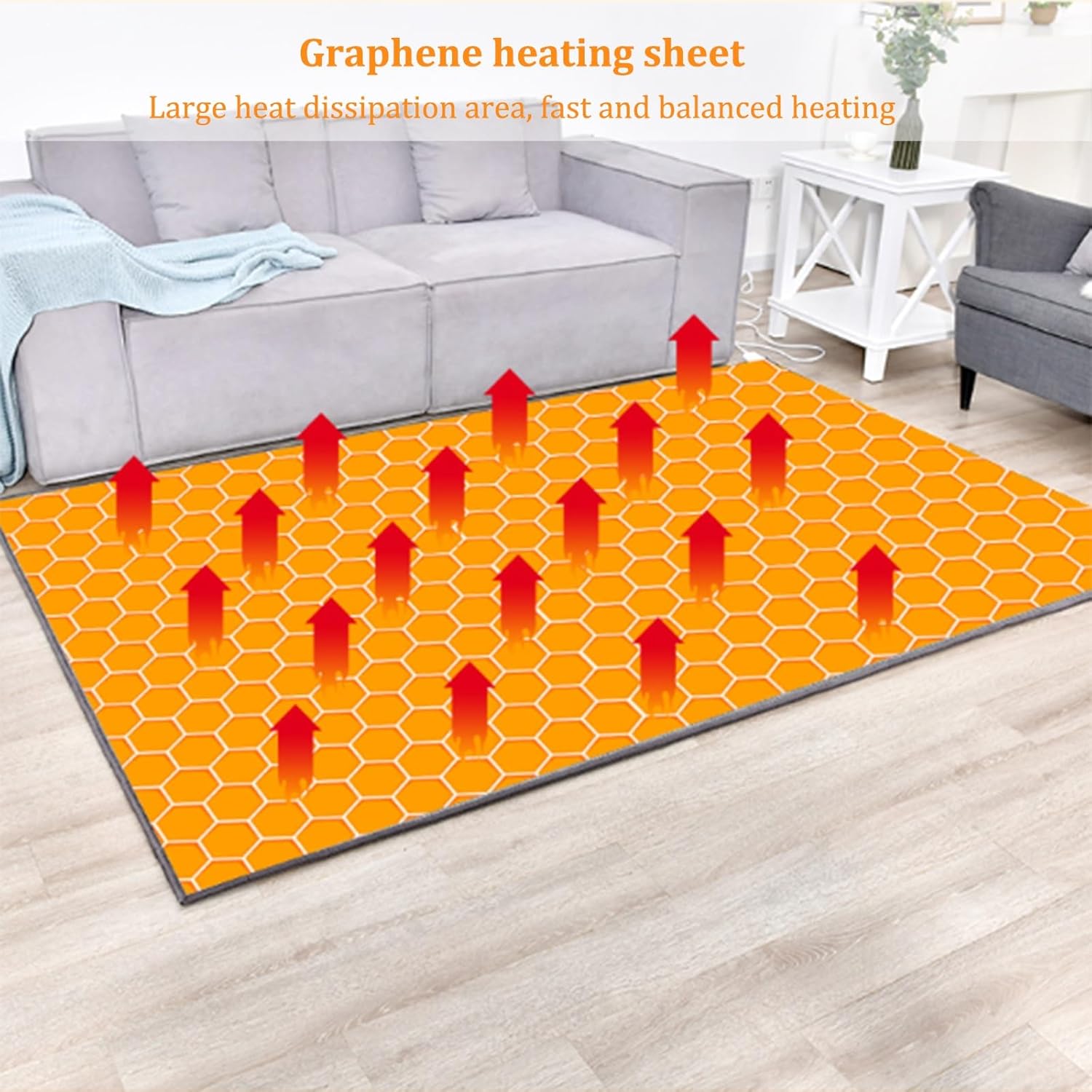 Modern Machine Washable Heated Area Rug with Timer