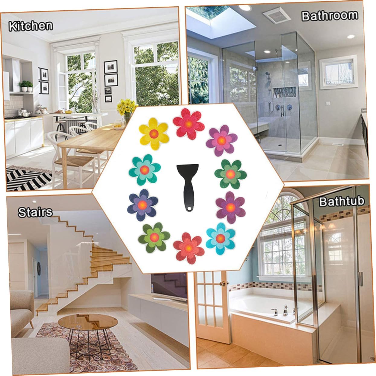 ABOOFAN Anti-Slip Bath Tub Stickers Daisy Pattern