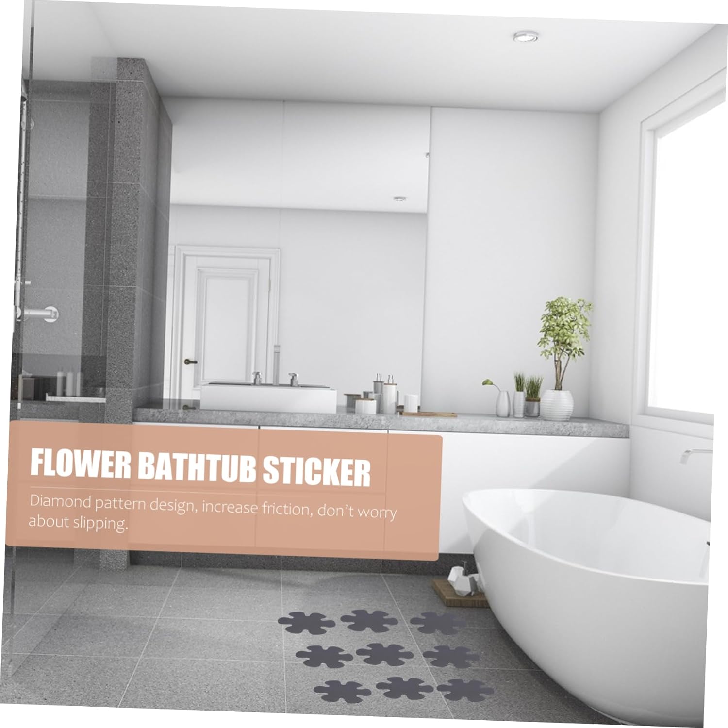 Non-Slip Flower Bathtub Stickers 20pcs Peva Bath Safety Decals