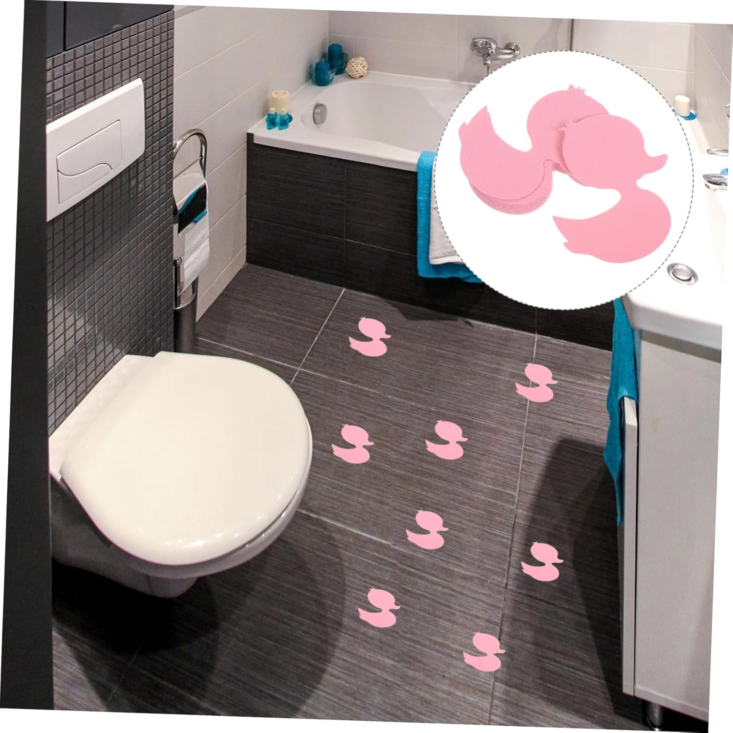 12Pcs Cartoon Duck Non-Slip Bath Stickers