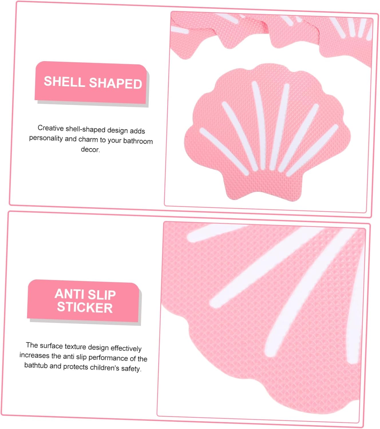 BESTYASH 12Pcs Shell Shaped Non-Slip Bath Stickers