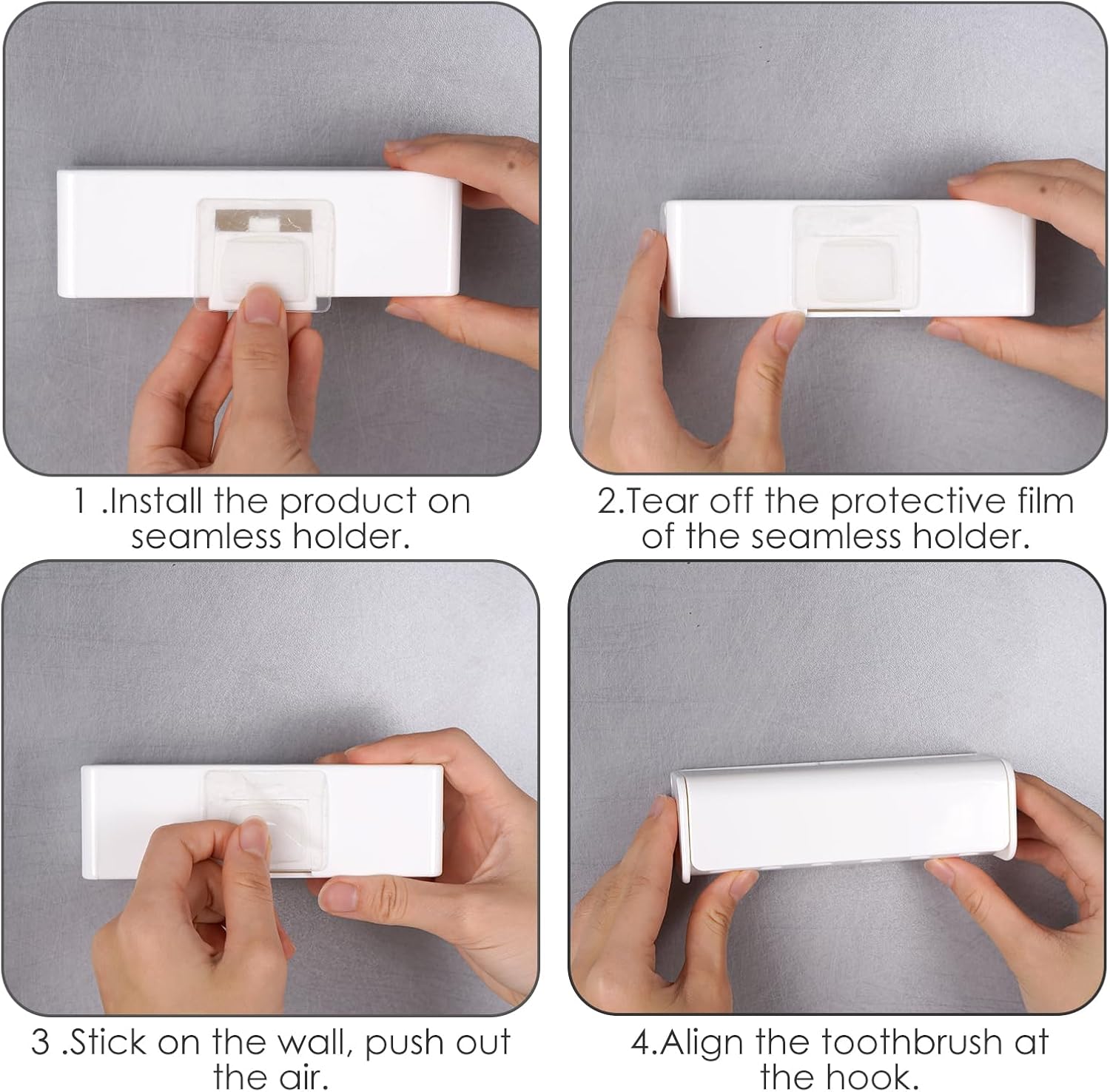 LUEXBOX 6 Slots Wall Mount Toothbrush Holder with Cover