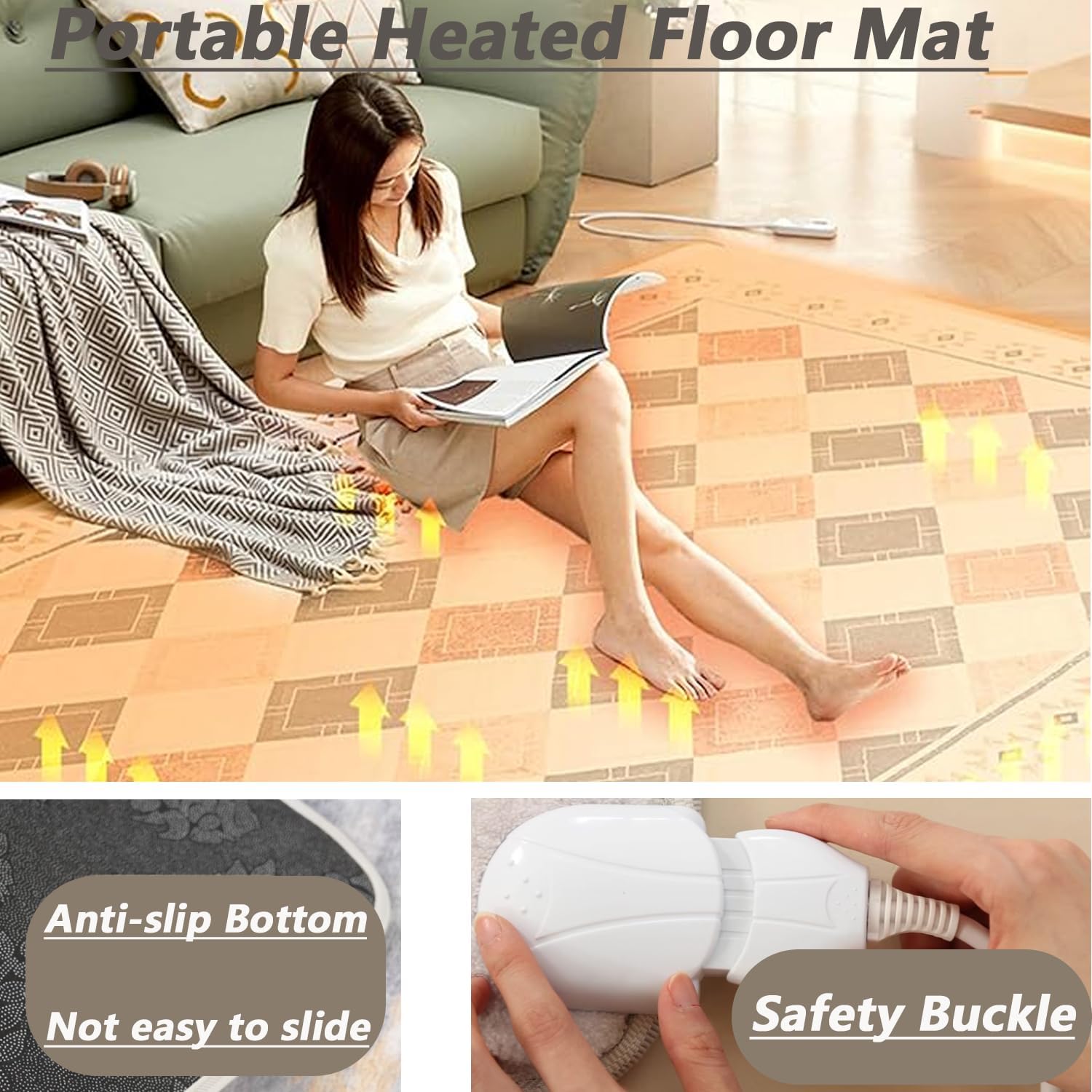 Graphene Electric Heated Rug with Timer 80x160cm