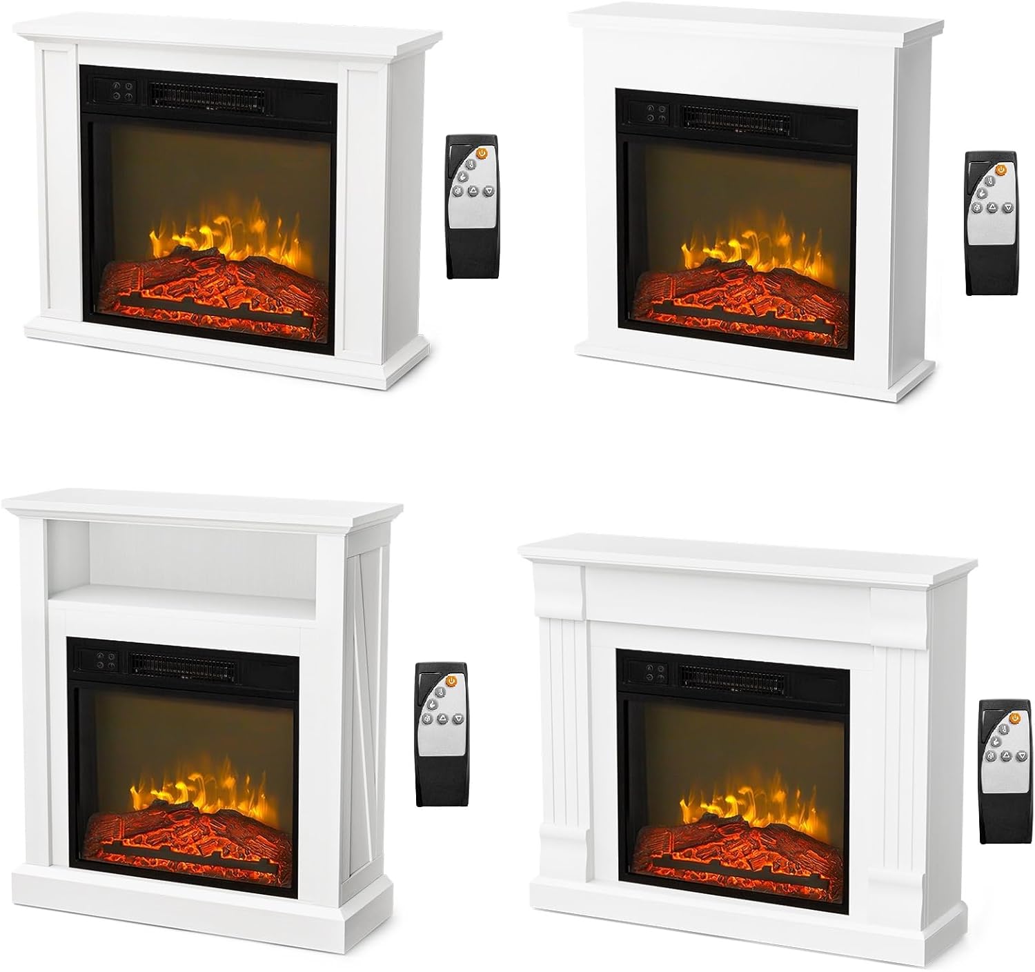 Bonnlo 30H Electric Fireplace with White Wood Mantel and Remote Control
