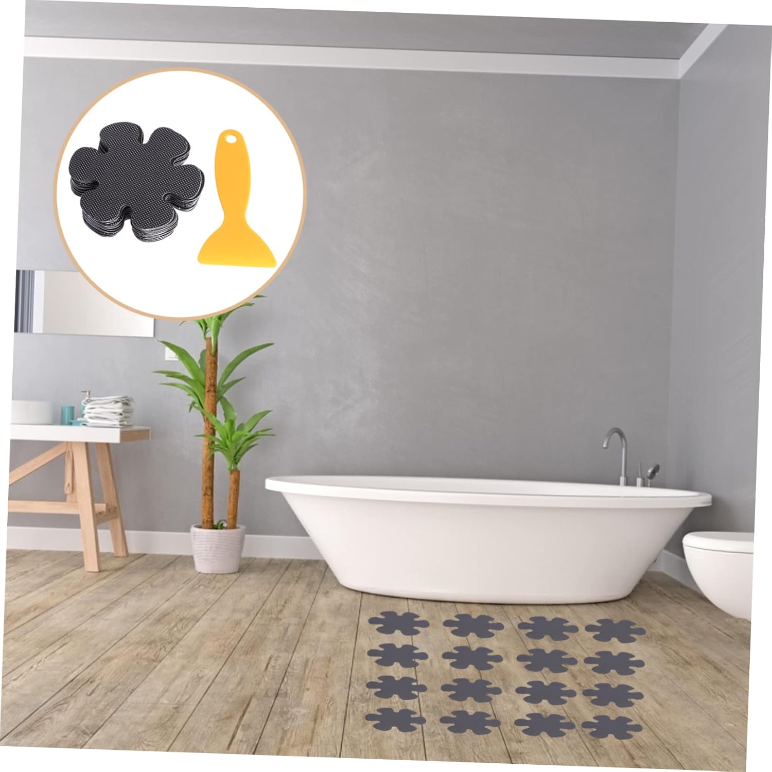 Yardenfun 20Pcs Flower Shaped Non-Slip Bathroom Stickers