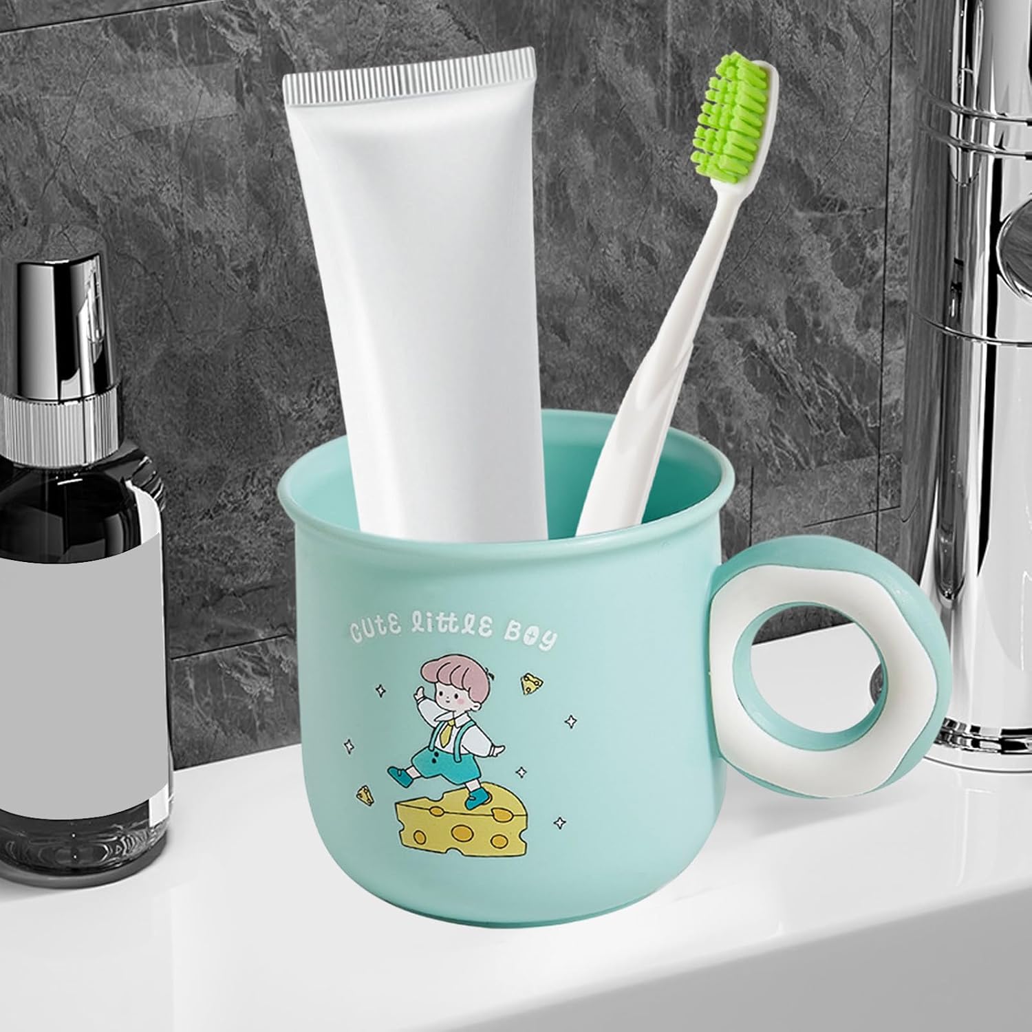 Cute Kawaii Toothbrush Holder with Donut Handle Blue