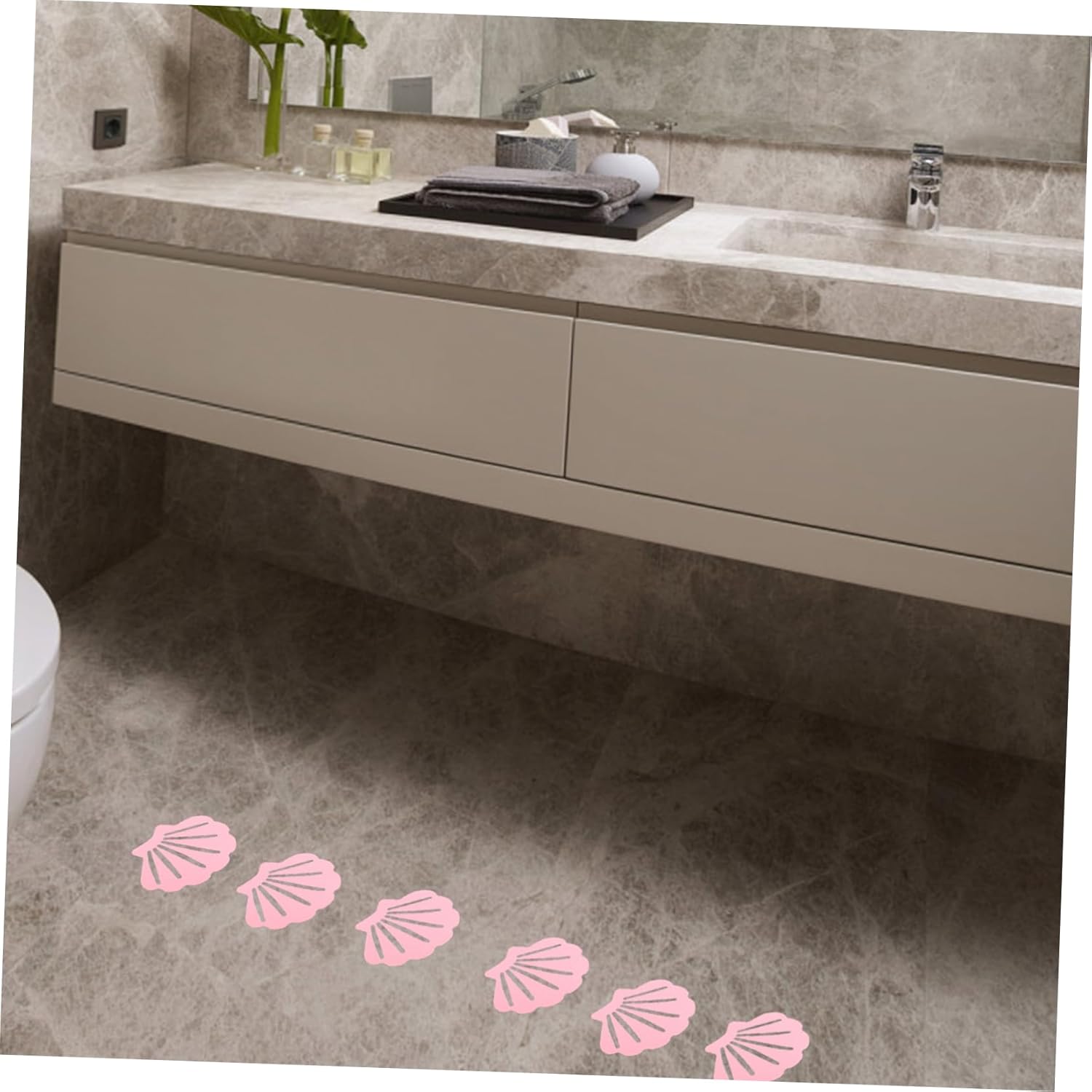 BESTYASH 12Pcs Shell Shaped Non-Slip Bath Stickers