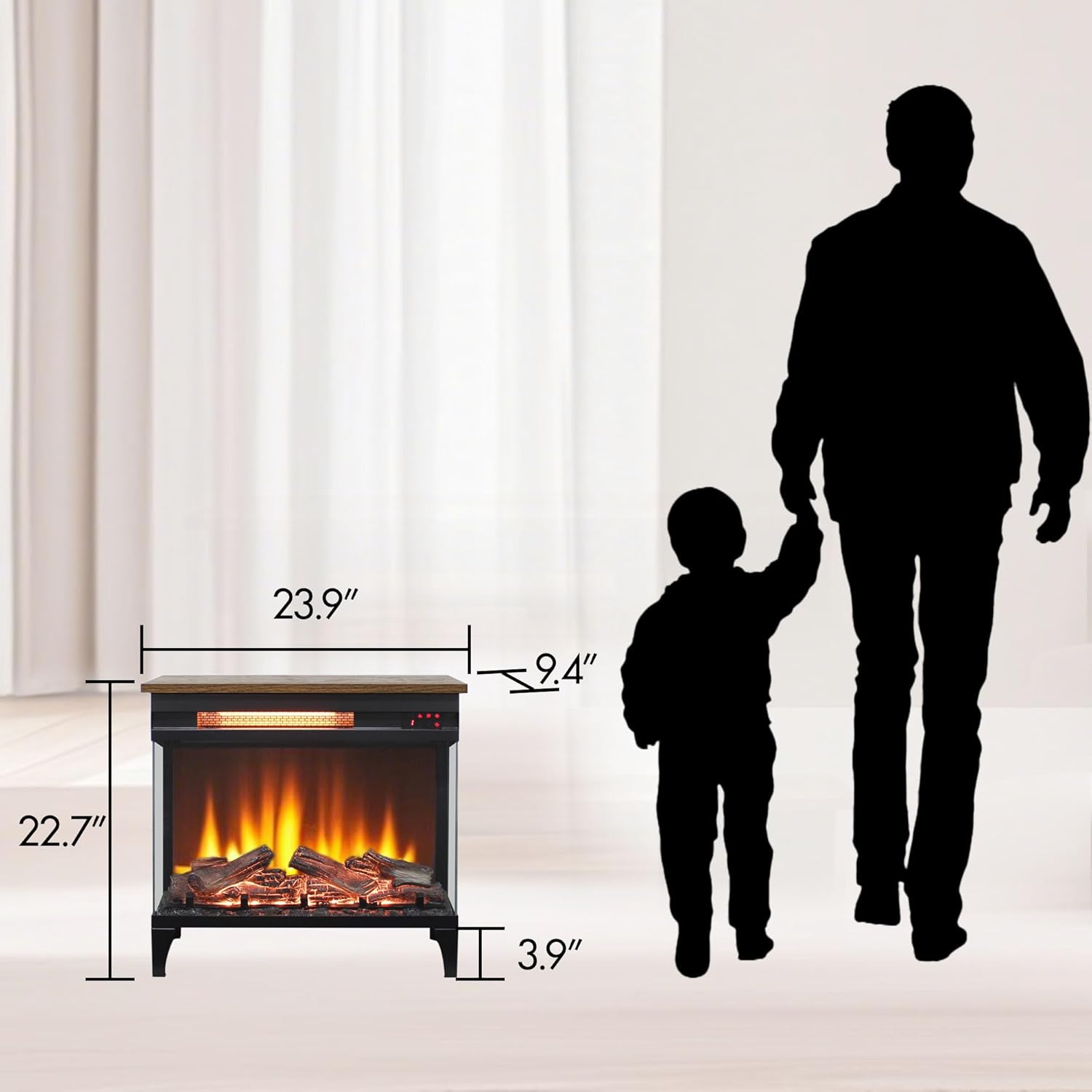 Innoflame 24 Electric Fireplace Heater with Remote and Timer