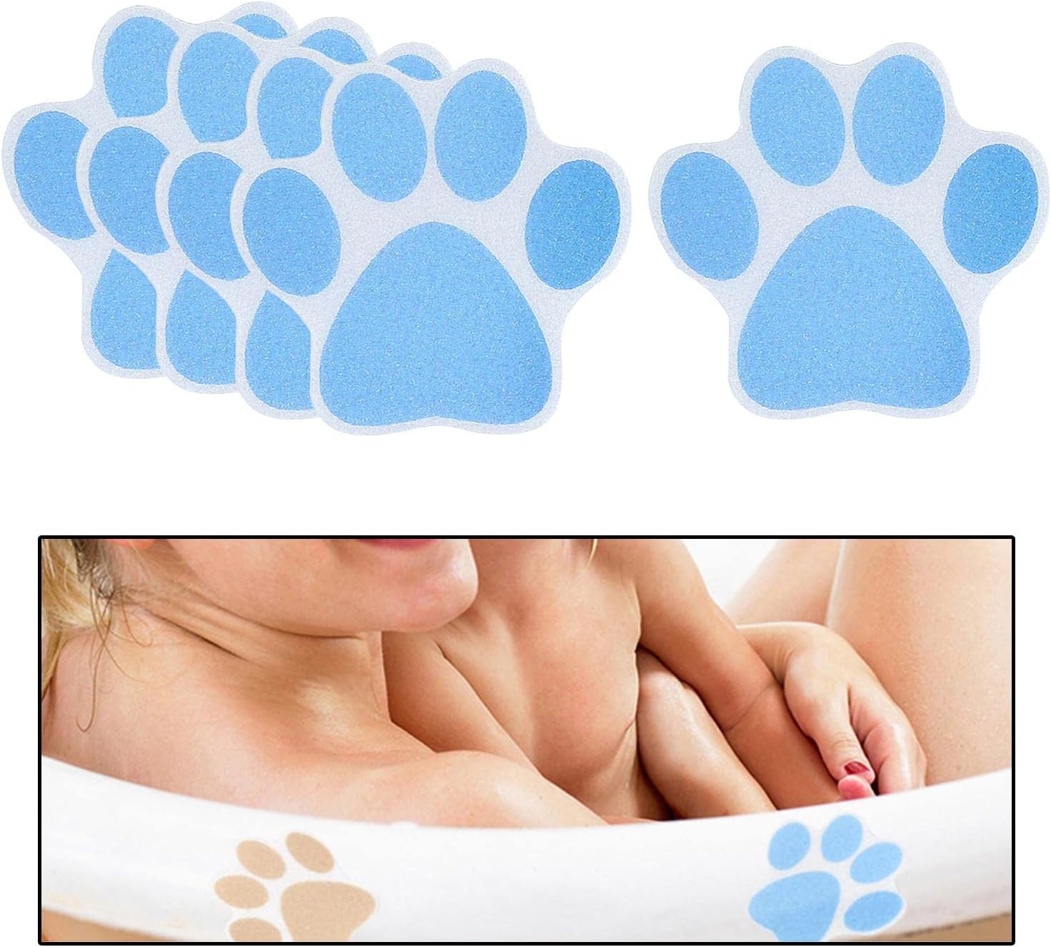 10pcs Nonslip Dog Paw Bathtub Stickers - Blue