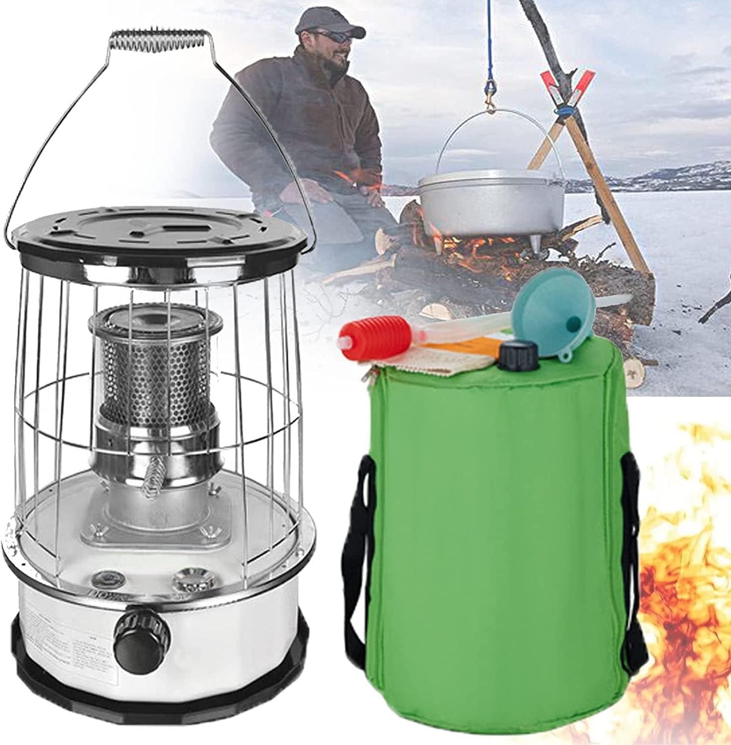 GBHJJ Kerosene Heater 6L Portable Indoor Use with Stove Bag