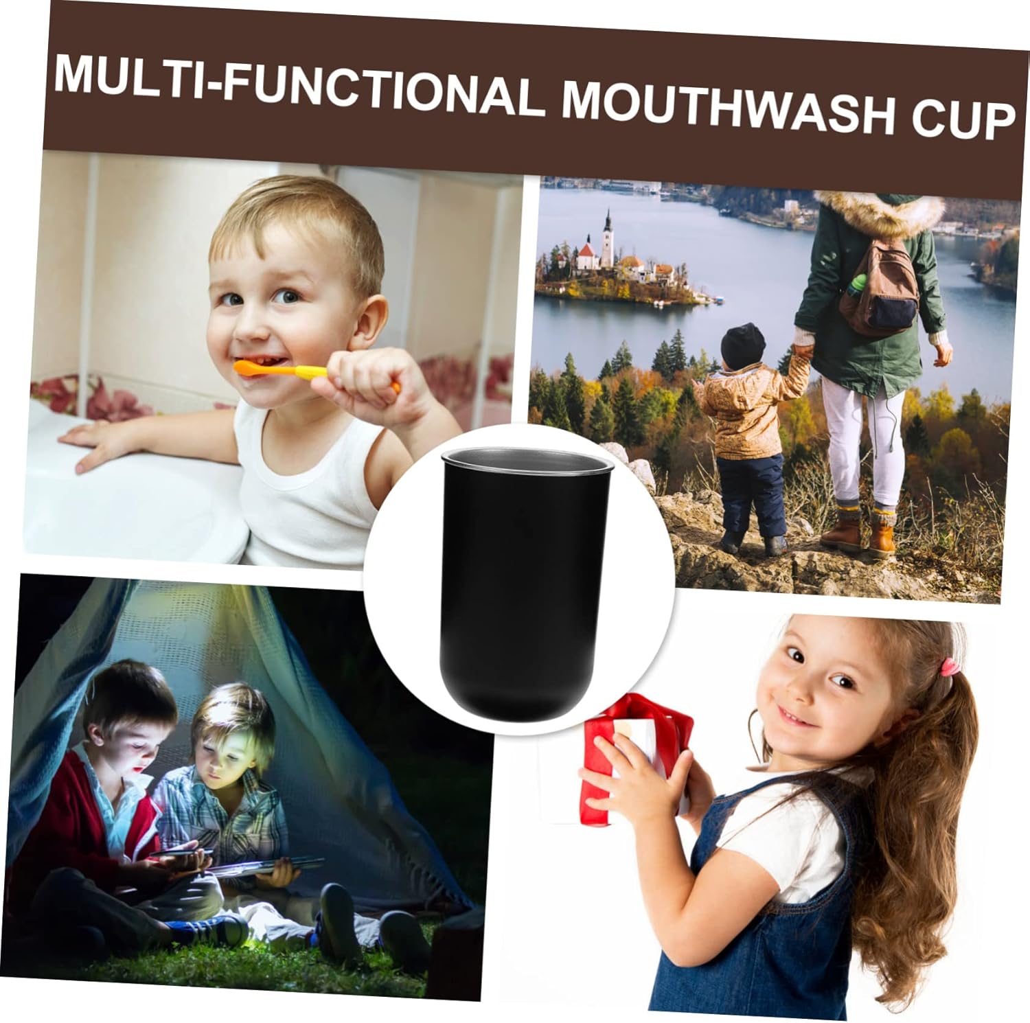 Amosfun 3Pcs Stainless Steel Toothbrush Holder with Gargling Cup