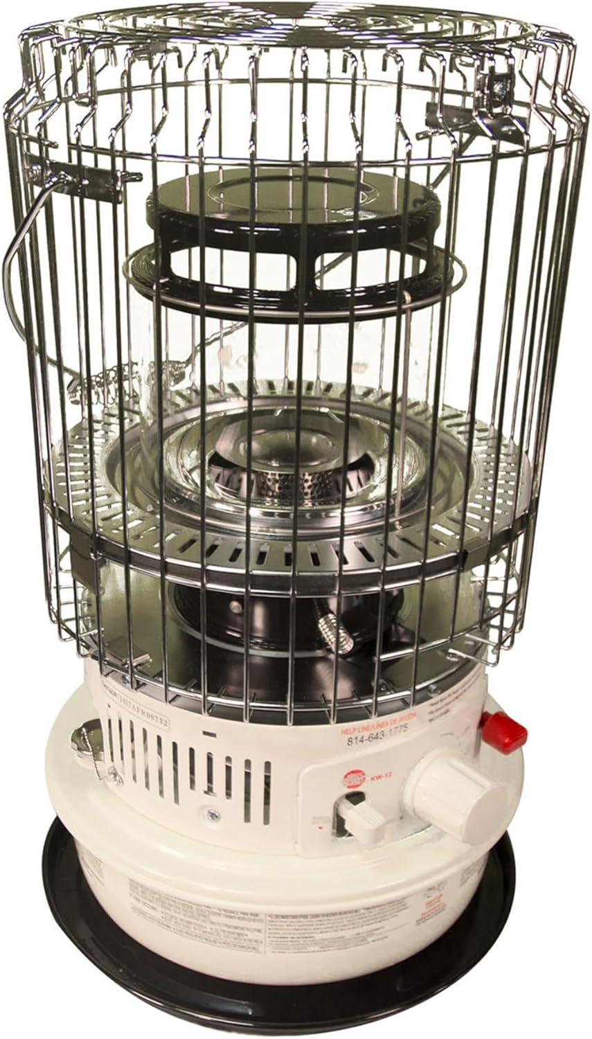 Kero World Kerosene Heater with Chimney Compact and Portable White