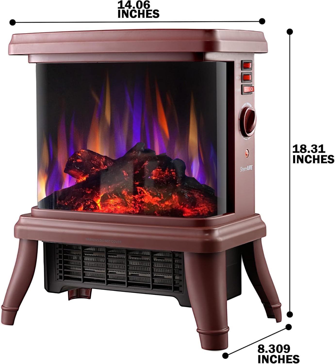 SheerAIRE 18 Electric Fireplace with Flame Effect and 3-Speed Heating