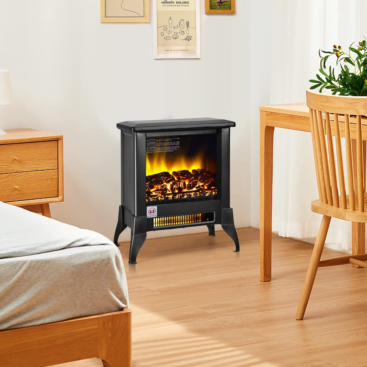 Tangkula 18 Inches Electric Fireplace Stove with Realistic Flame Effect