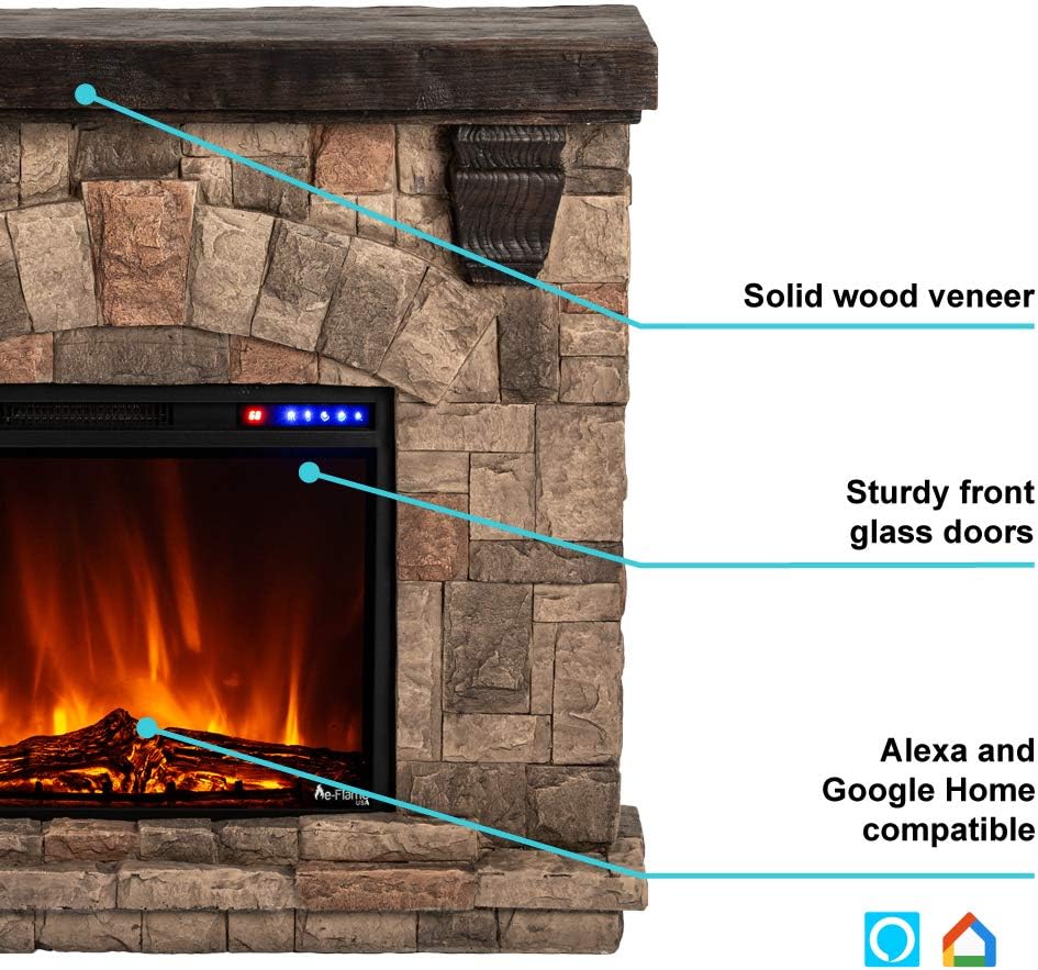 Kodiak LED Electric Fireplace Stove - Remote Control - 3D Log Fire