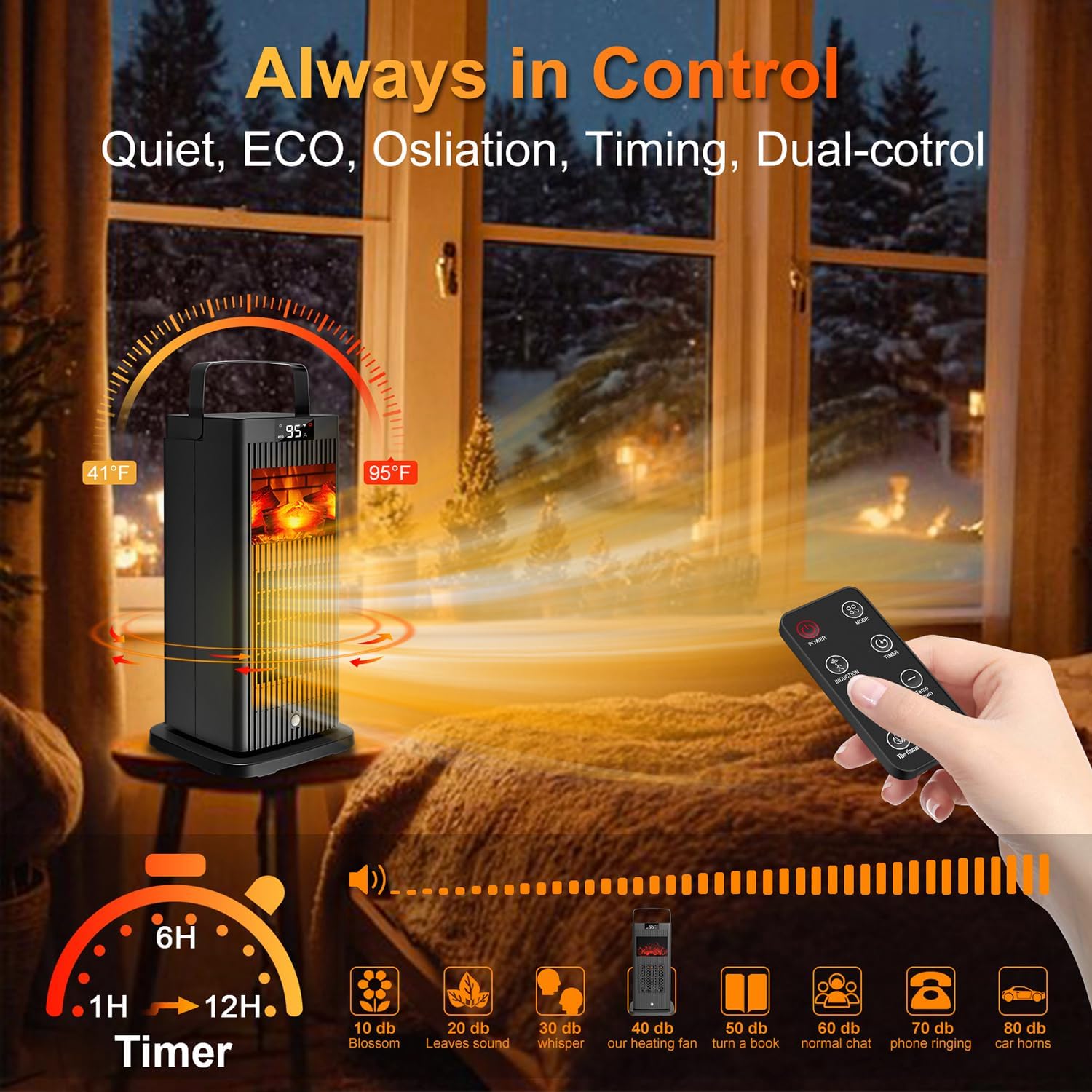 Ravensburge Space Heater with 3D Flame Effect