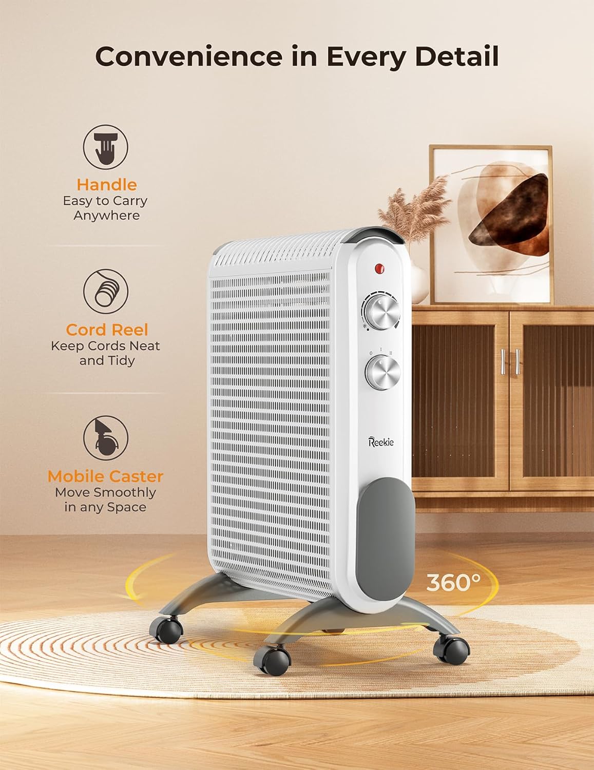Reekie 1500W Electric Space Heater for Large Rooms 1