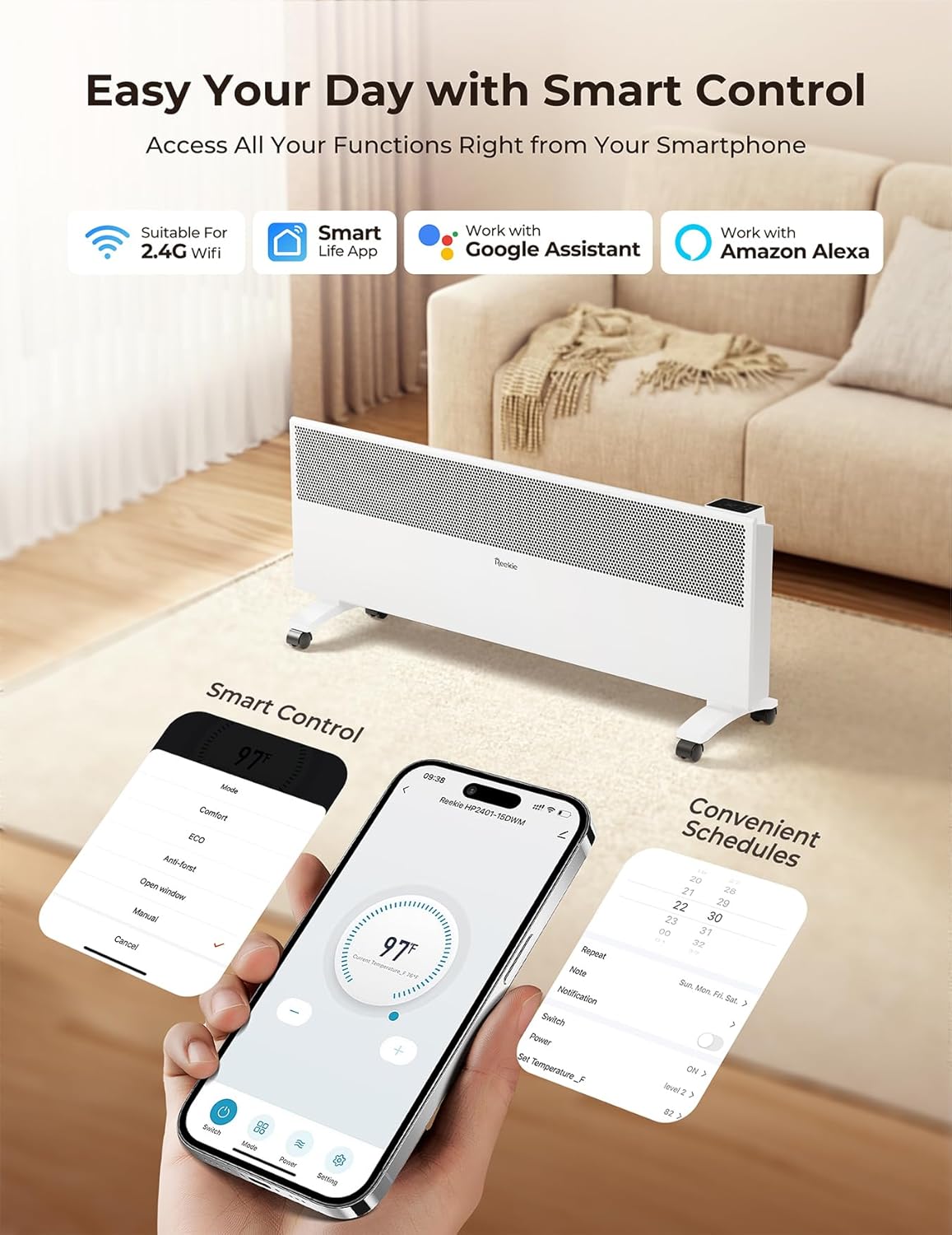 Reekie Smart Convection Panel Heater with Alexa