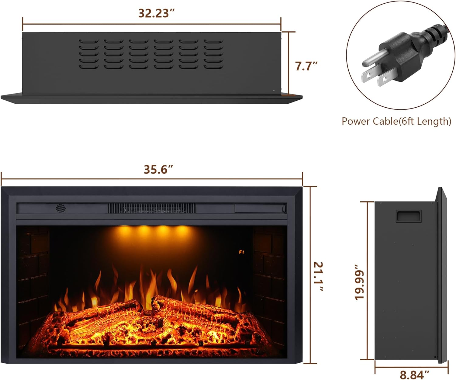 Valuxhome Electric Fireplace with Fire Crackling Sound and Overheating Protection