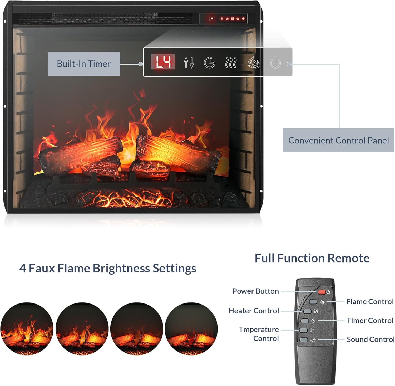 BELLEZE 28 Electric Fireplace with 5000 BTU Heater