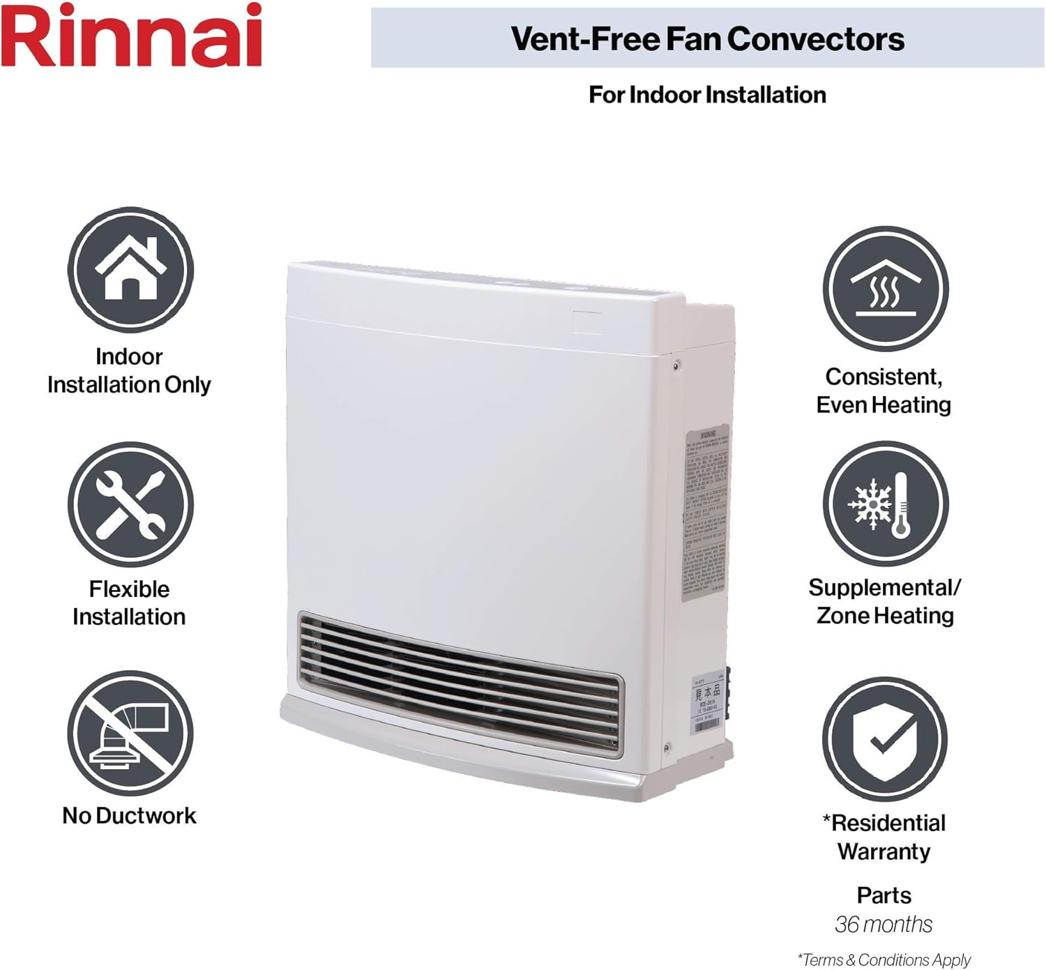 Rinnai FC510P Ventless Propane Heater - Energy Efficient and Smart Controlled