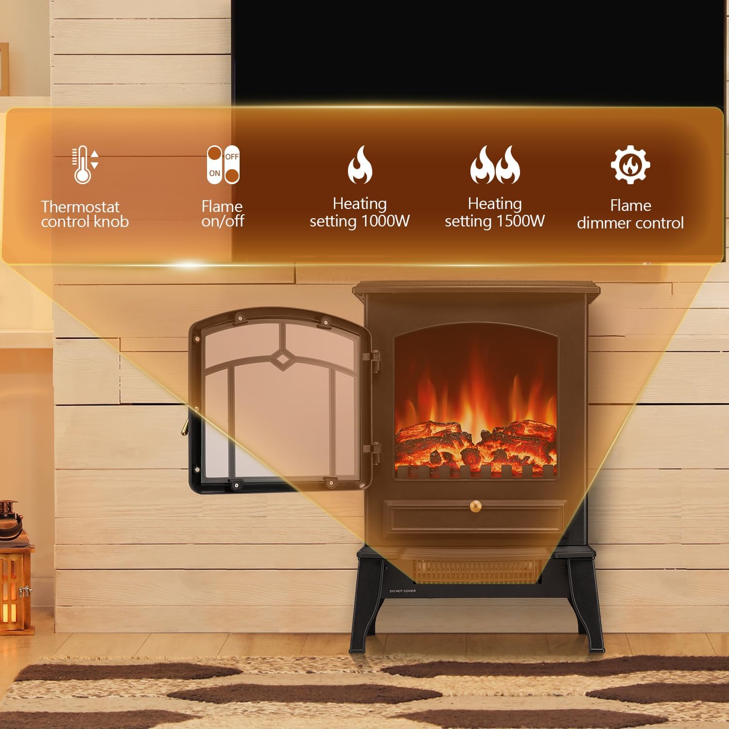 RWFLAME Electric Fireplace with Thermostat Control 1