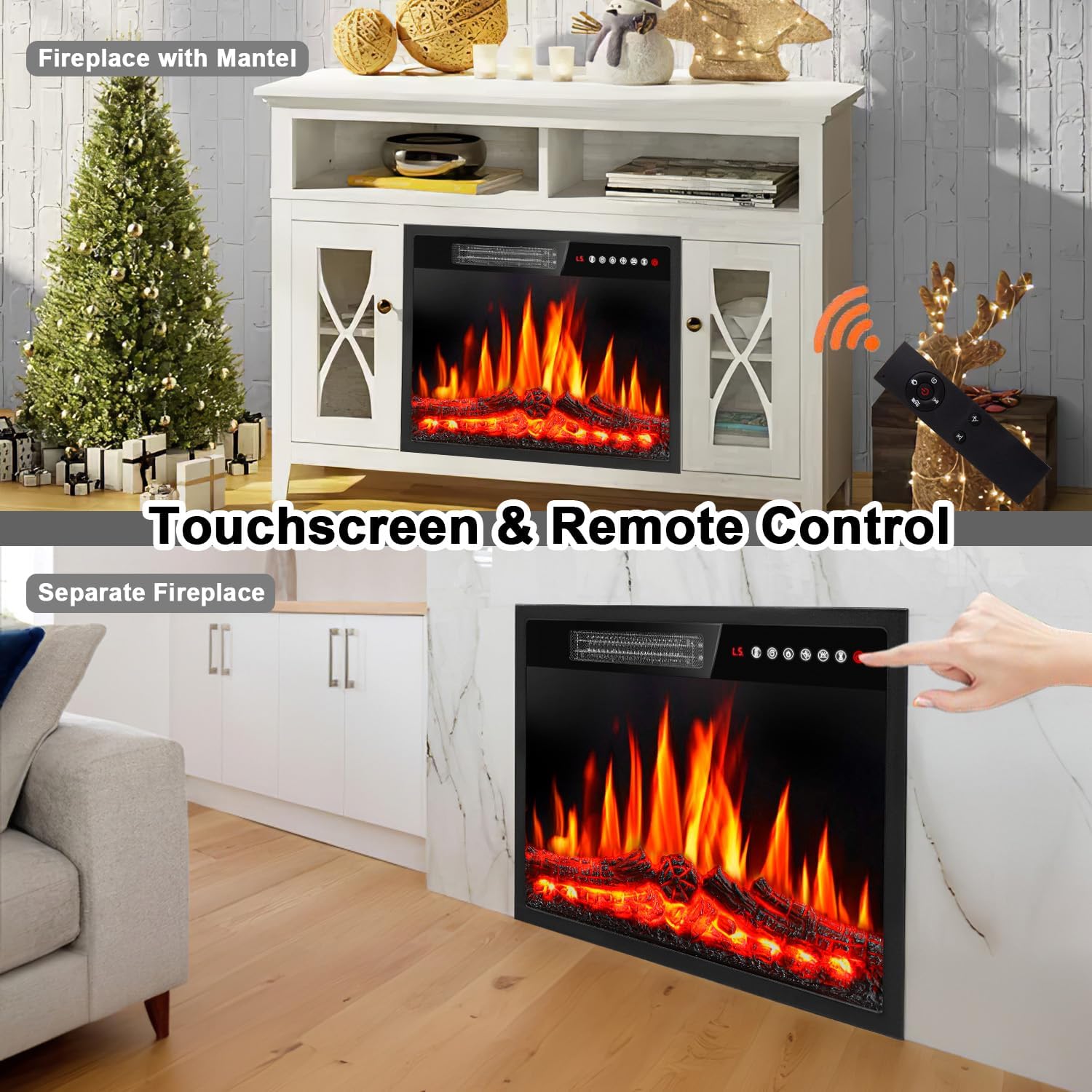PRETZI 23 Inch Electric Fireplace with Remote Touch Screen 1