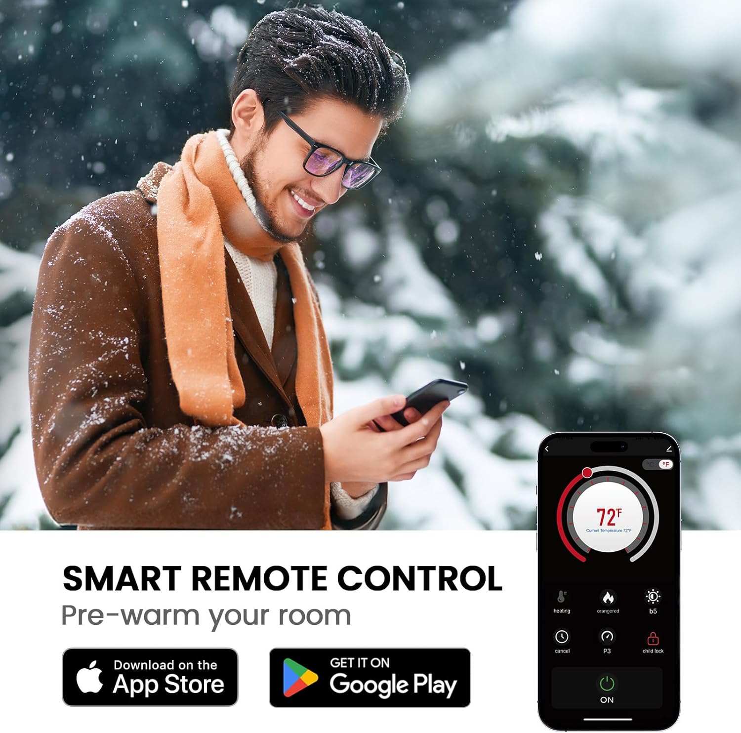 Silonn 60 Smart Electric Fireplace with App Remote