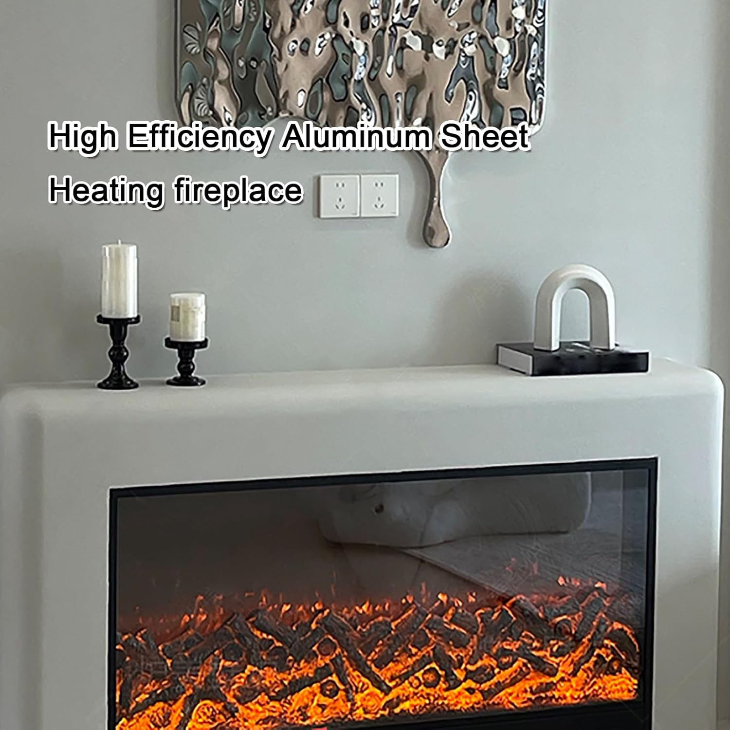 ZXDRYBHD Electric Fireplace Heater with Realistic Fire 80cm