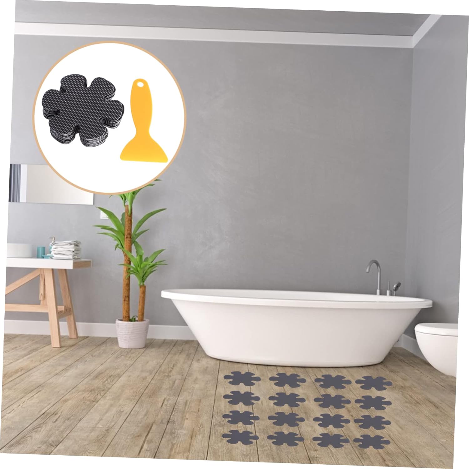 20pcs Flower Shaped Non-Slip Bath Stickers for Bathtub and Shower