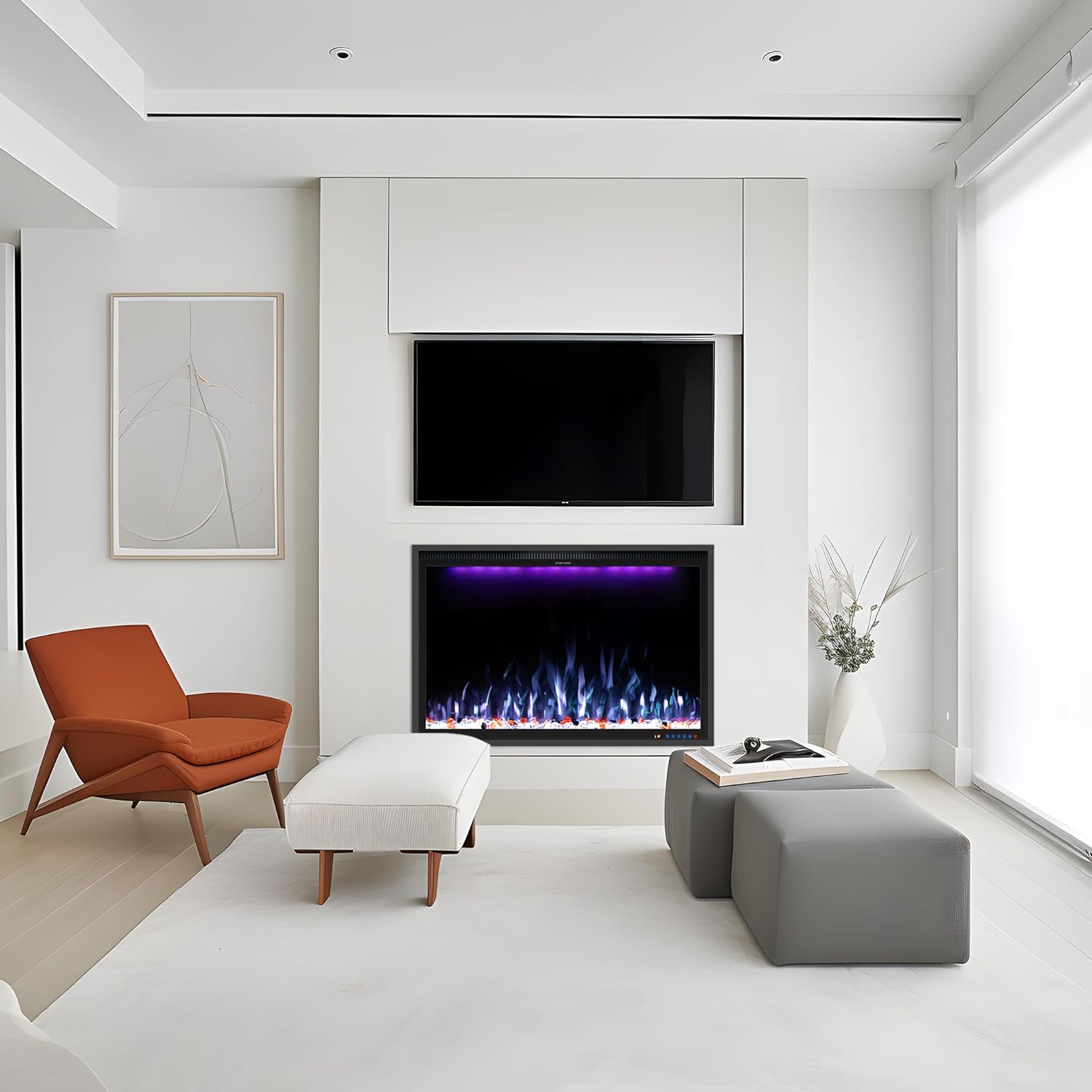 Benrocks 40 Smart Electric Fireplace Insert - Black