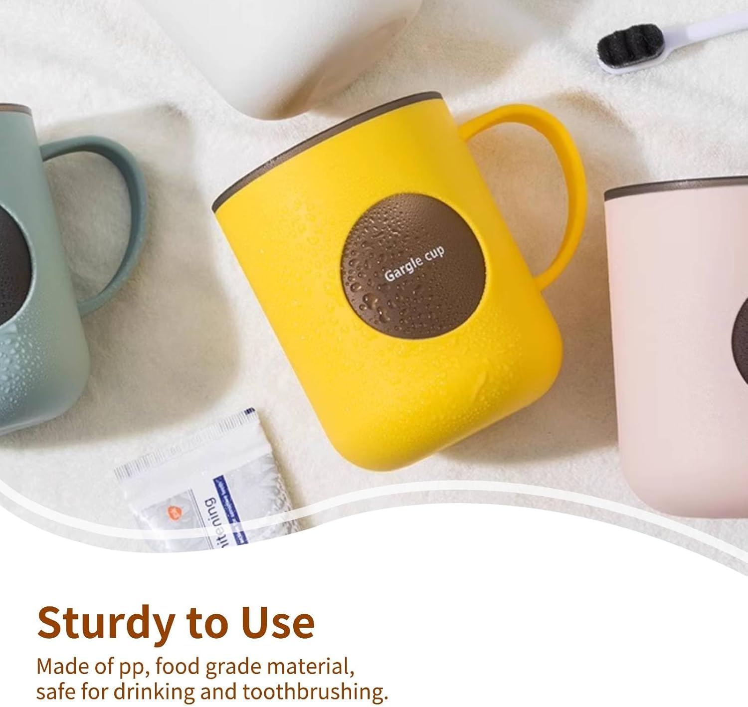 HERCHR Bathroom Tumbler Cup with Handle Yellow