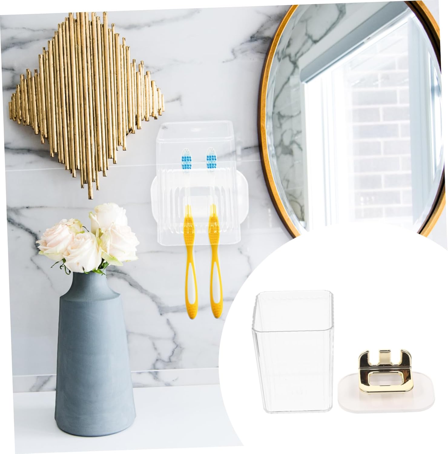 SWOOMEY Wall Mounted Toothbrush Holder Set with Tumbler