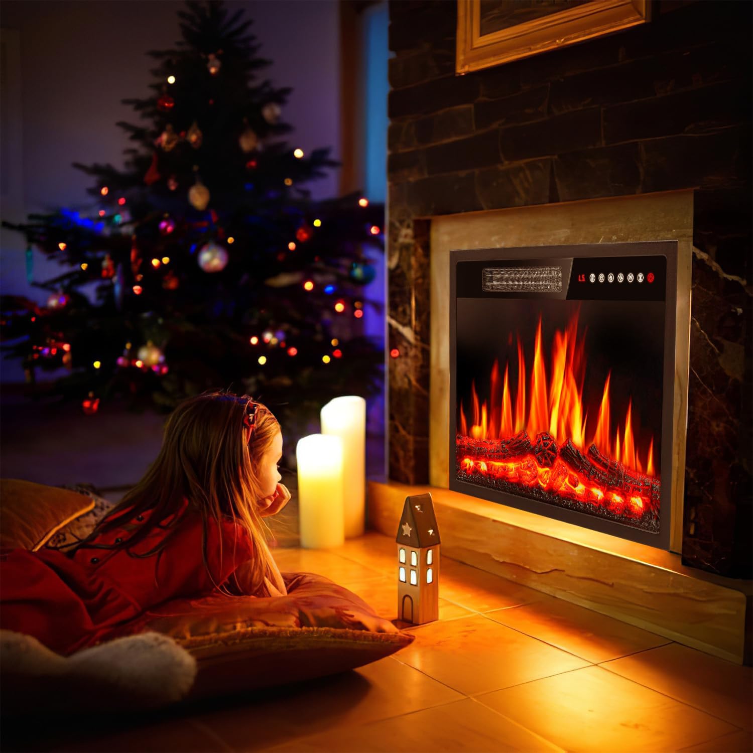 PRETZI 23 Inch Electric Fireplace with Remote Touch Screen 1