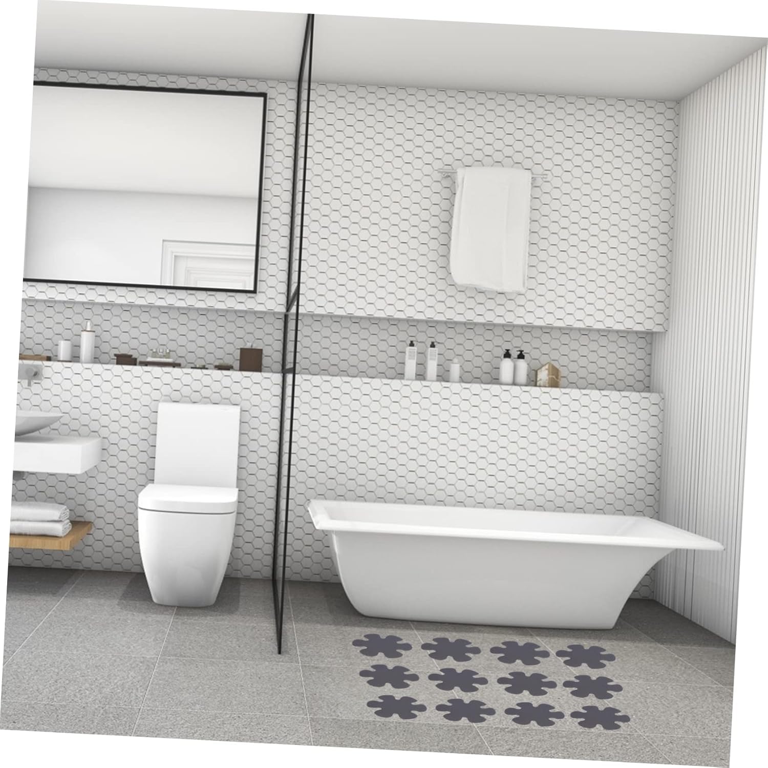 20pcs Flower Shaped Non-Slip Bath Stickers for Bathtub and Shower