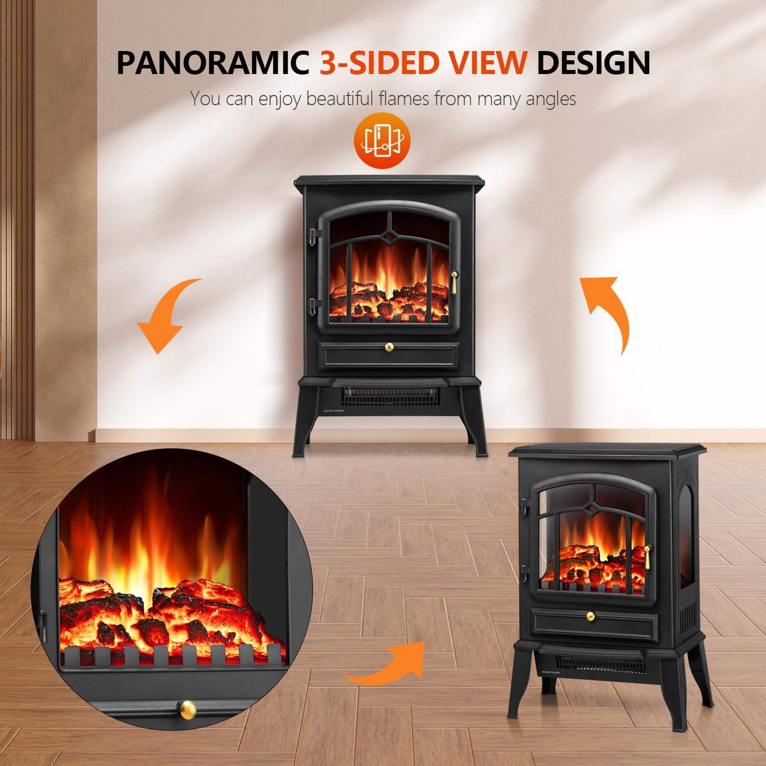 RWFLAME Electric Fireplace with Thermostat Control 1