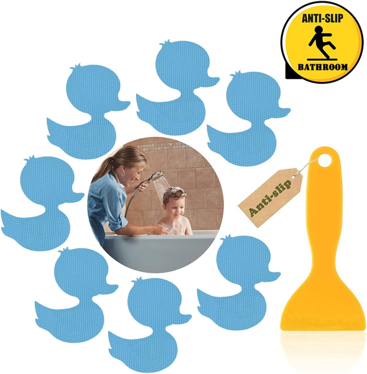 Jesscasday 12pcs Anti-Slip Bathtub Stickers with Scraper