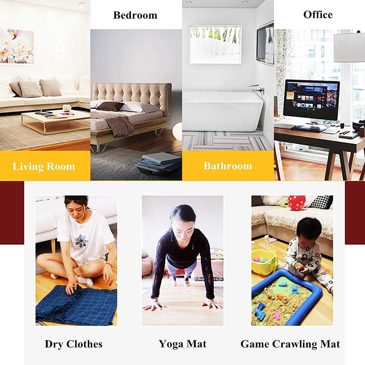 WTTTTW Fast Heating Electric Floor Mat with Timer and Temperature Control