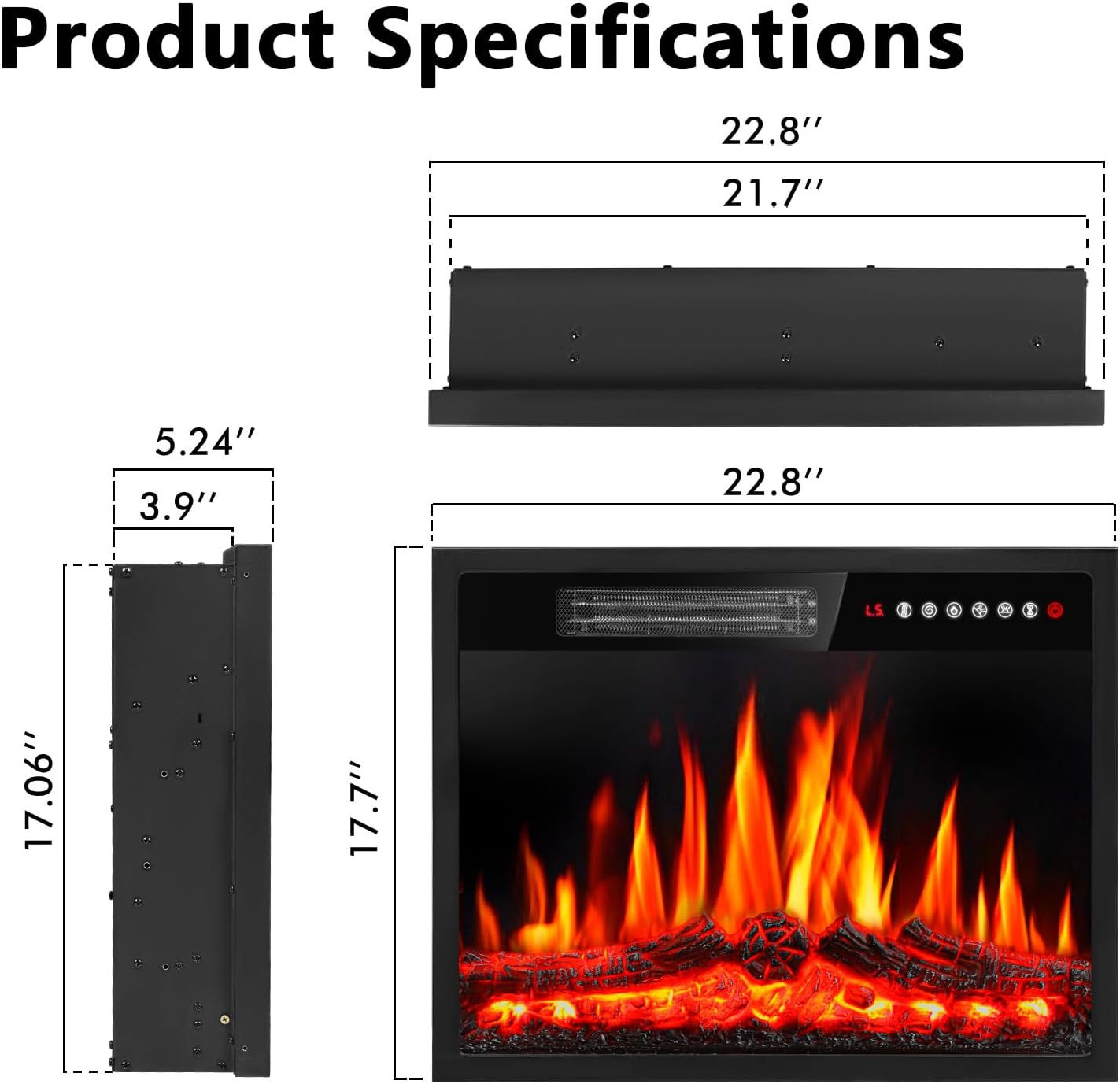PRETZI 23 Inch Electric Fireplace with Remote Touch Screen 1