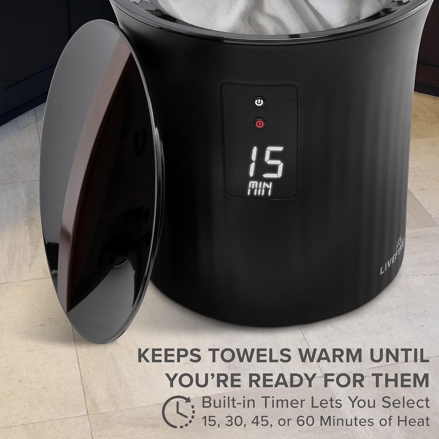 Live Fine Towel Warmer with LED Timer and Auto Shut-Off
