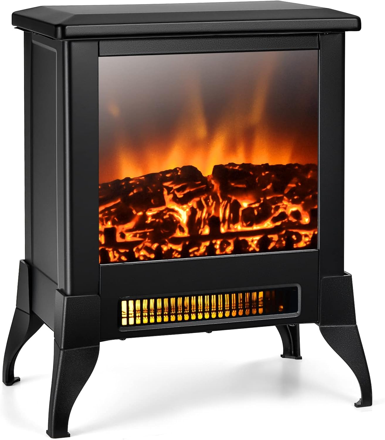 GOFLAME 1400W Electric Fireplace Heater with Realistic Flame and Adjustable Temperature