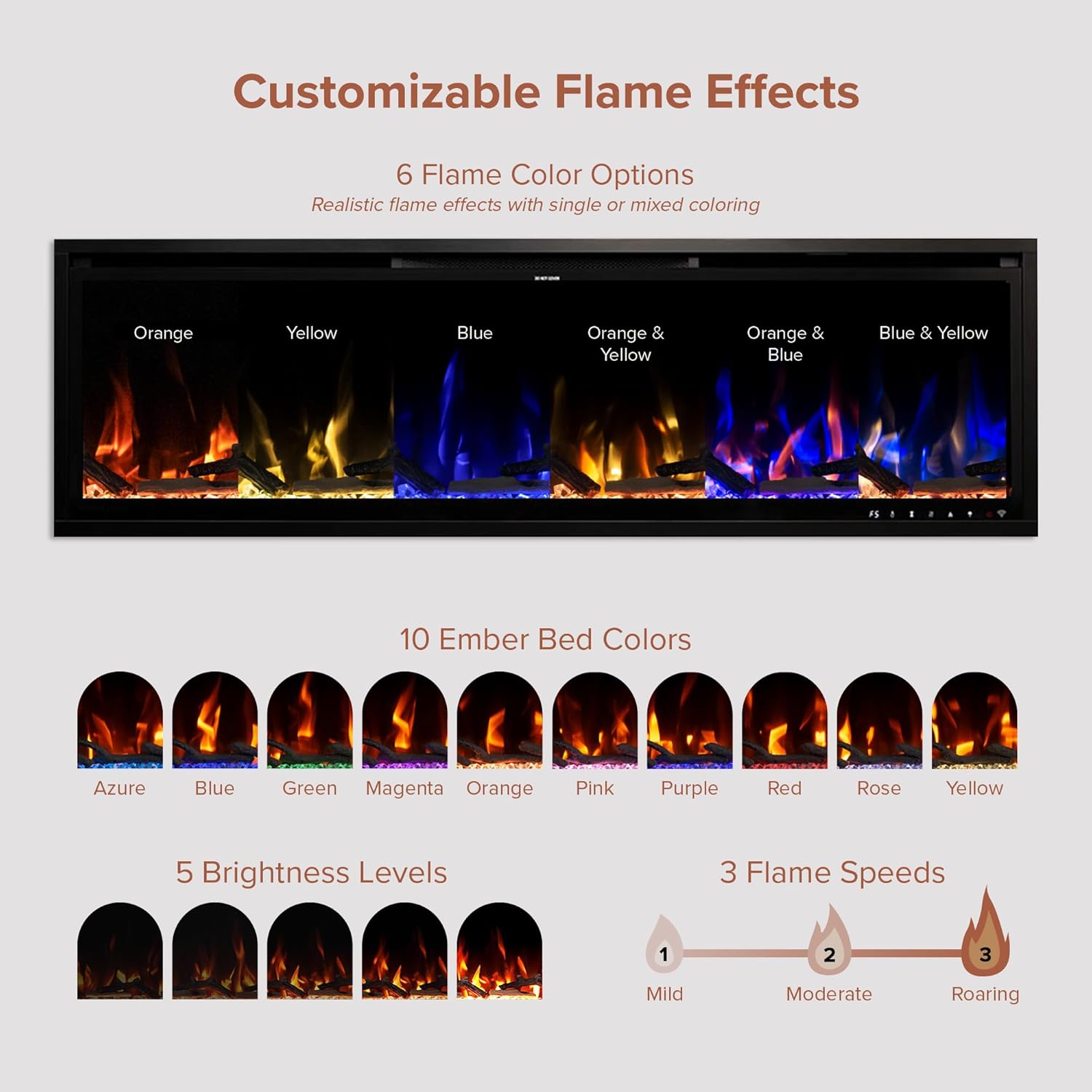 Modern Ember Aerus 60 Inch Smart Linear Electric Fireplace