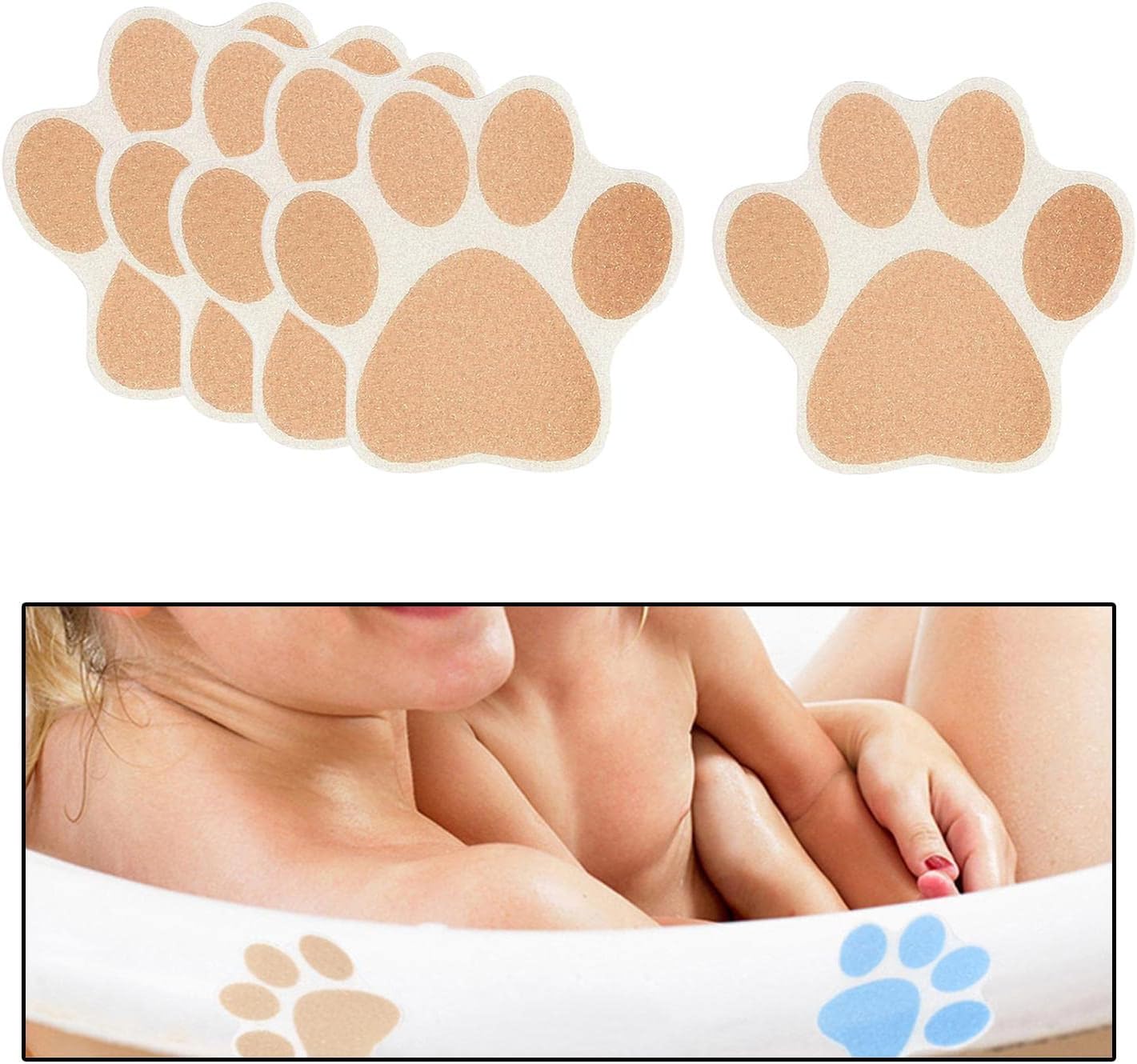10-Pack Slip-Resistant Dog Paw Bathtub Decals - Brown