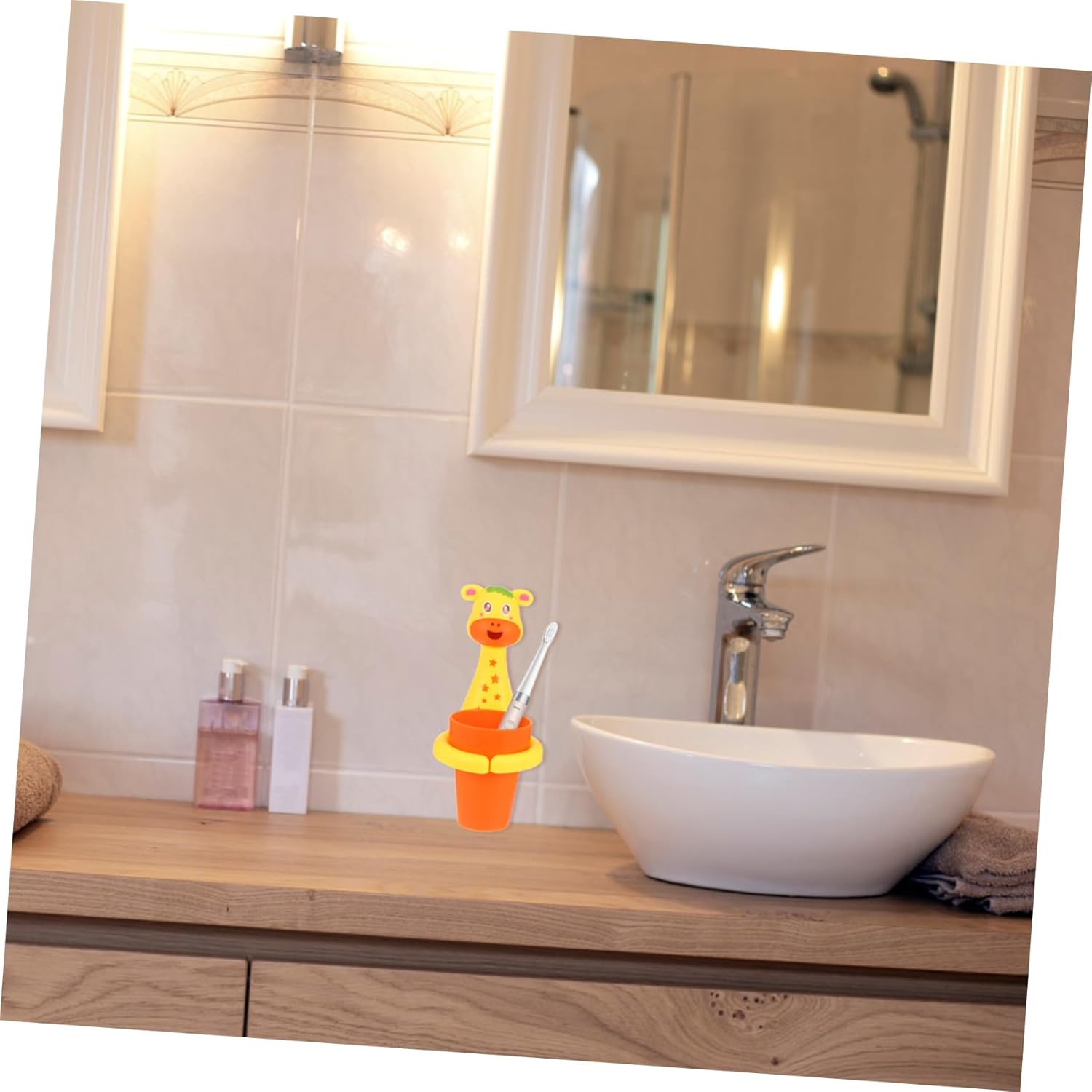 LIFKOME Wall Mounted Toothbrush Cup Holder for Boys and Girls