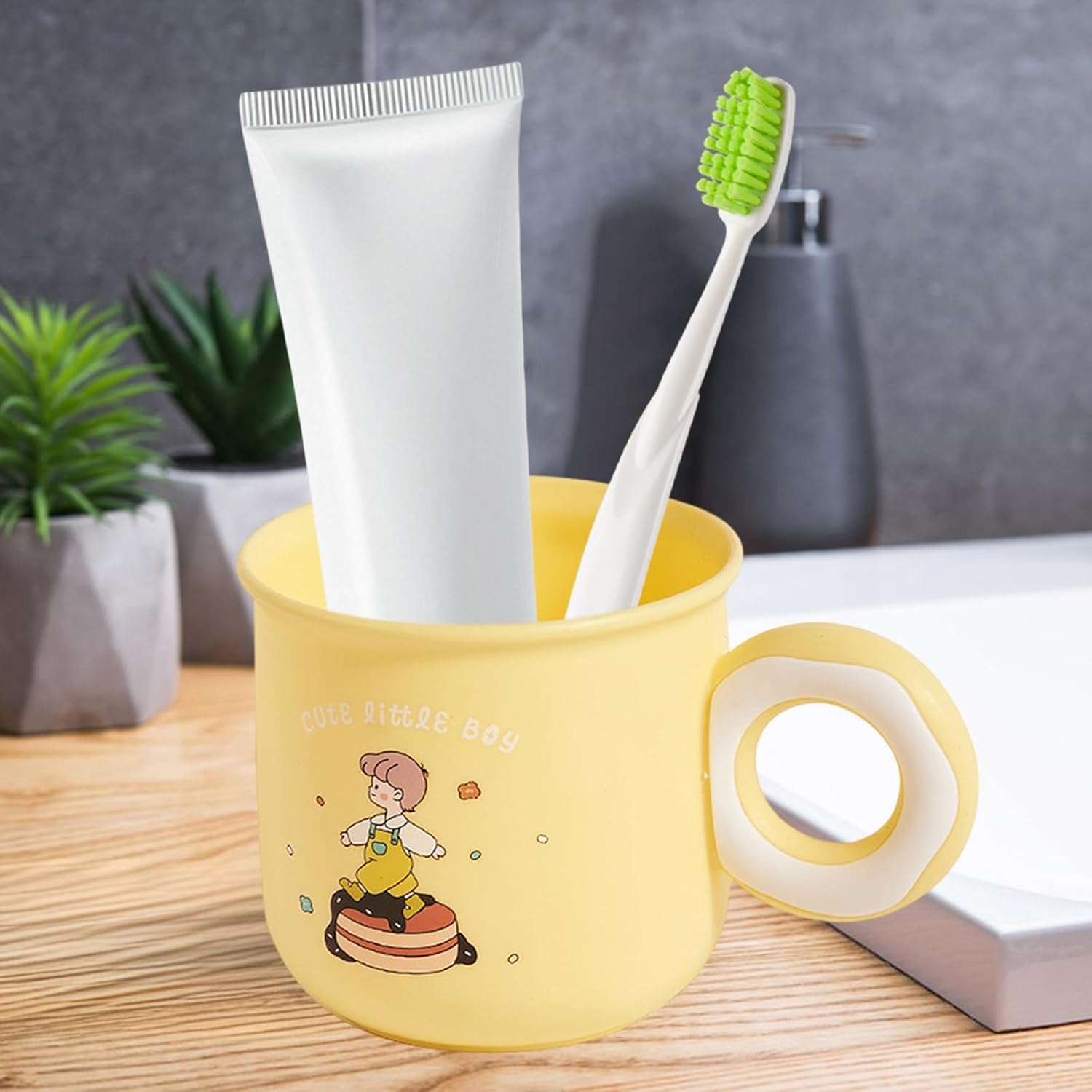 Cute Toothbrush Holder Cup for Kids with Kawaii Dessert Design