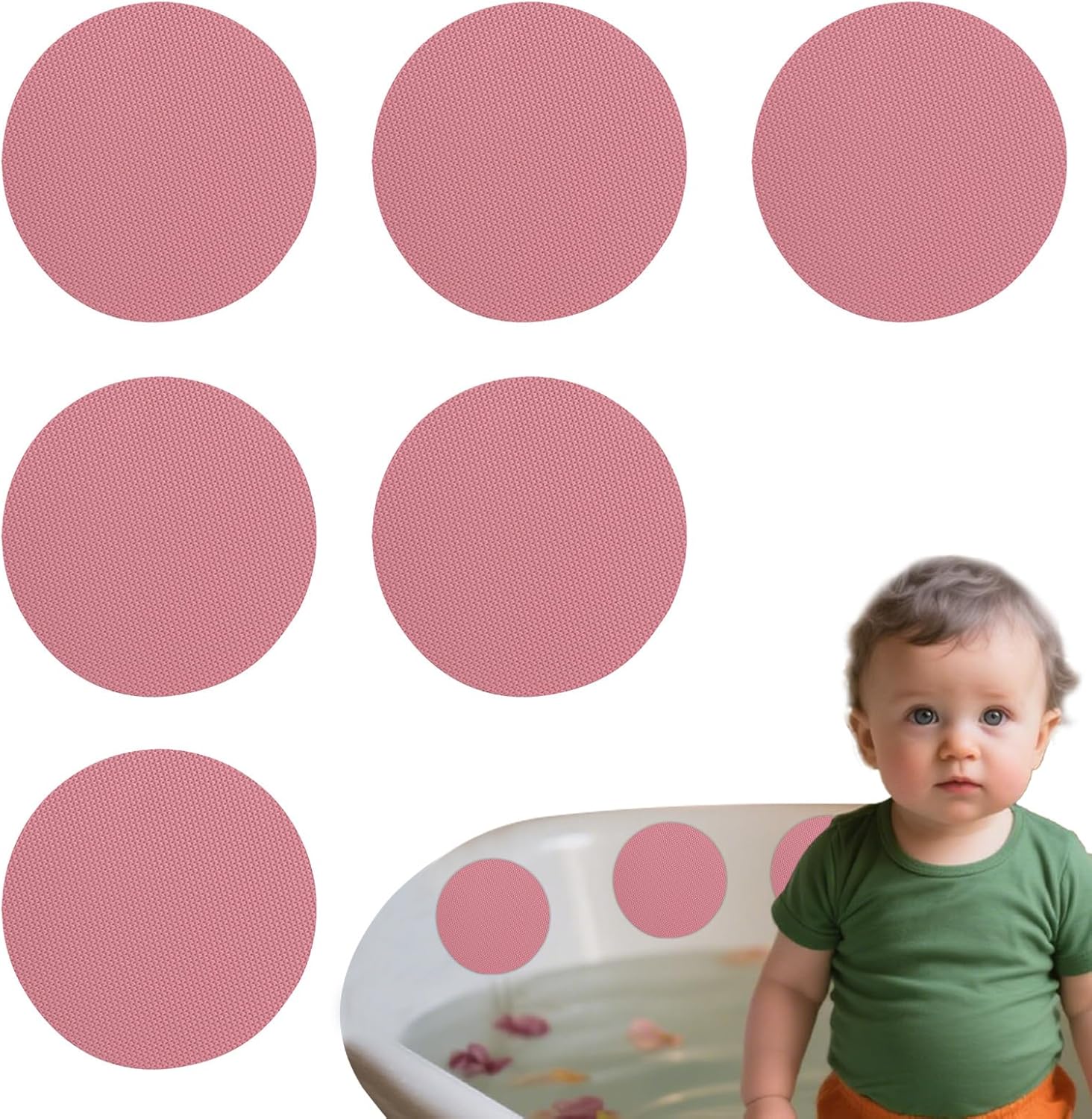 6 Piece Round Anti-Slip Shower Floor Stickers with Grip Decals